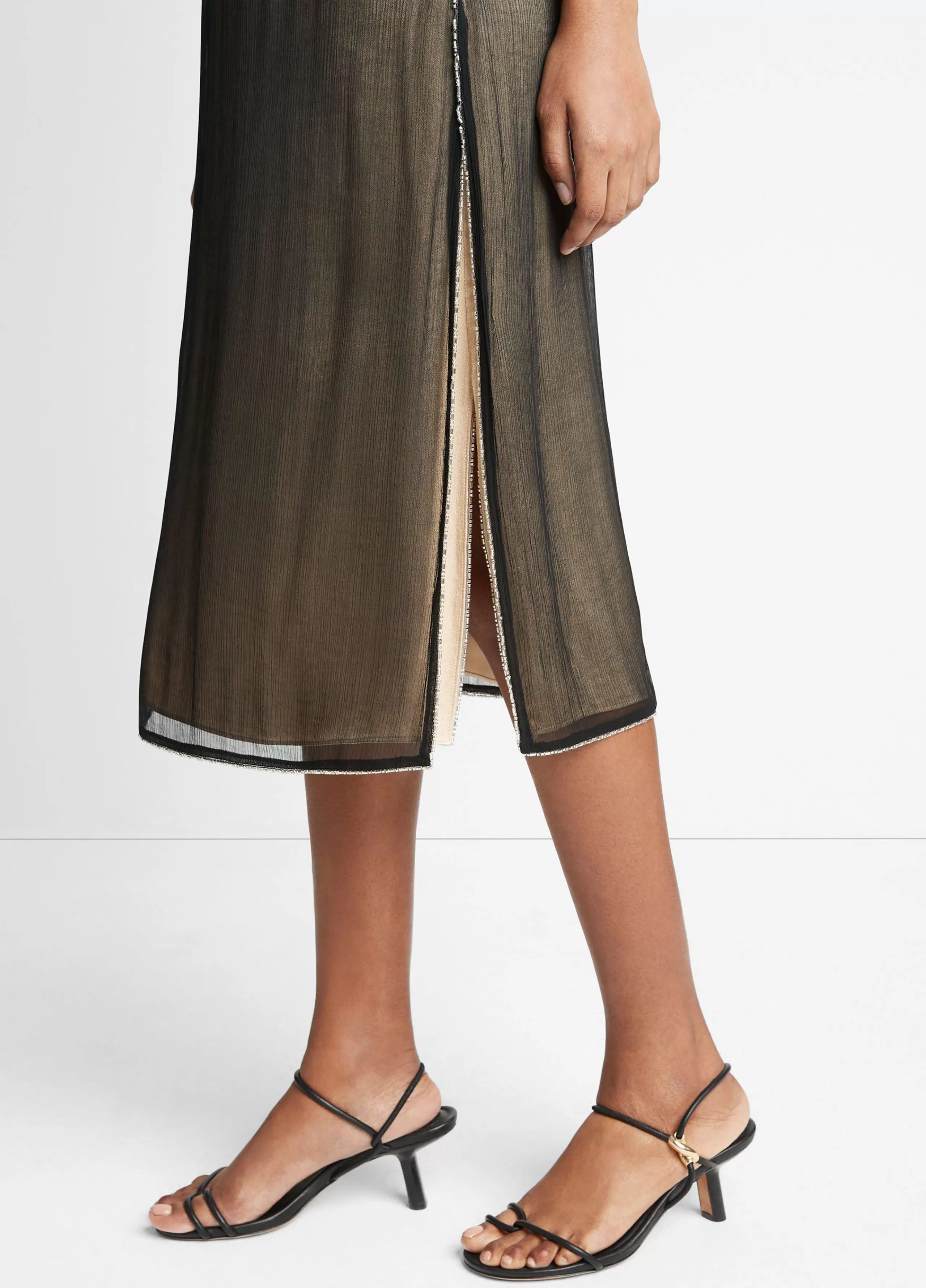 Women Vince Beaded-Border Sheer Skirt