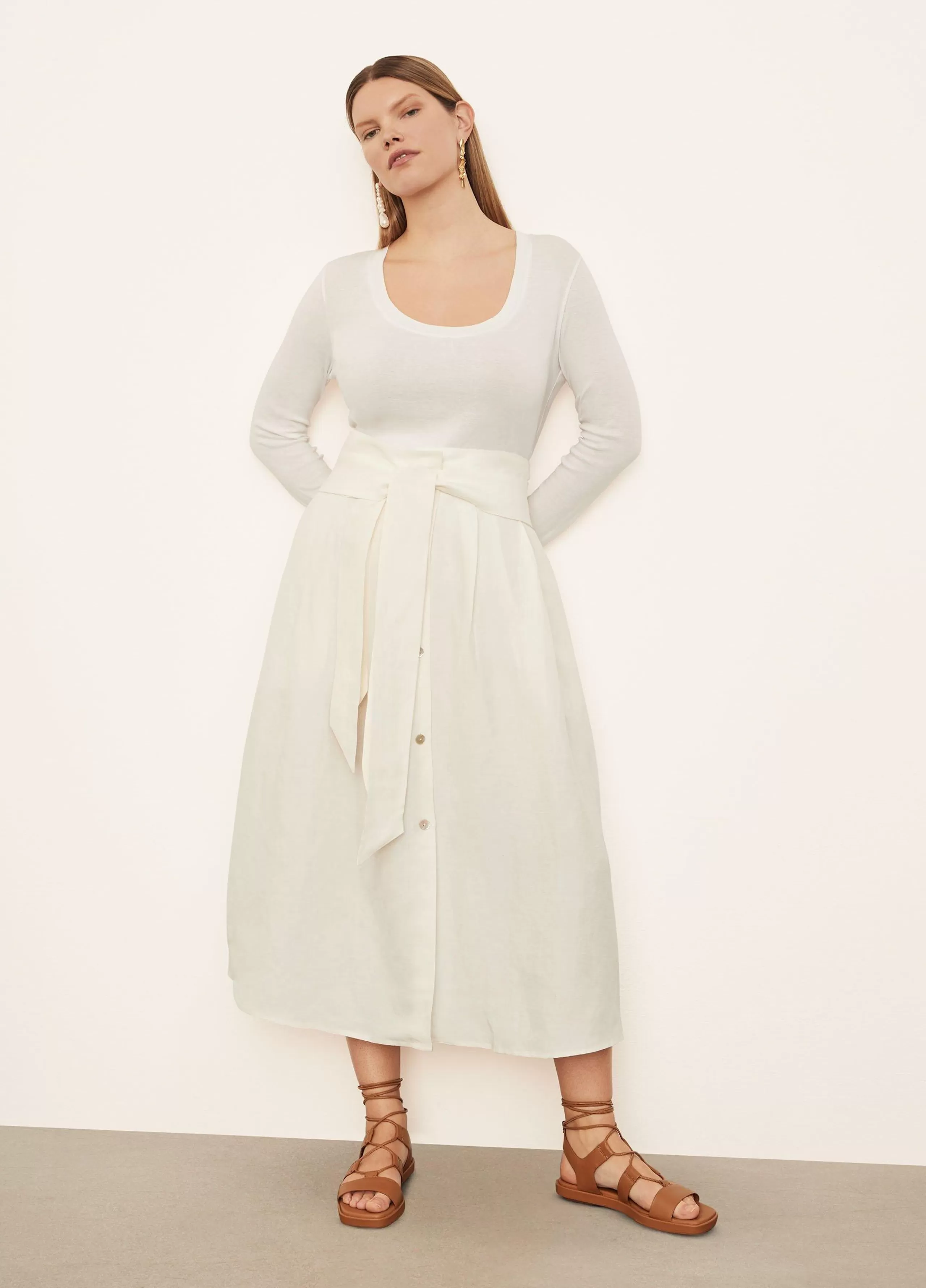 Women Vince Belted Button-Front Skirt