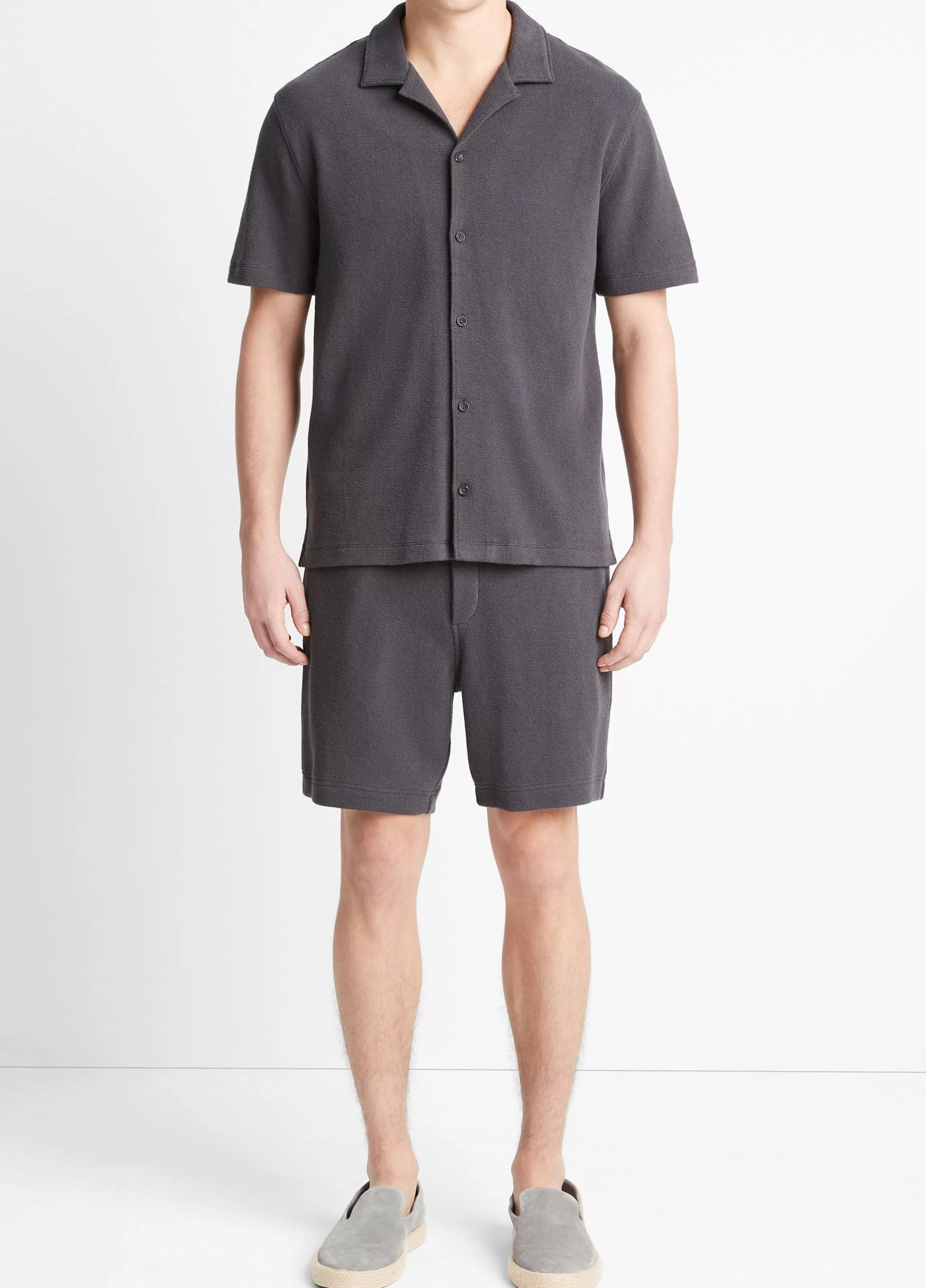 Vince Bouclé Short-Sleeve Button-Front Shirt