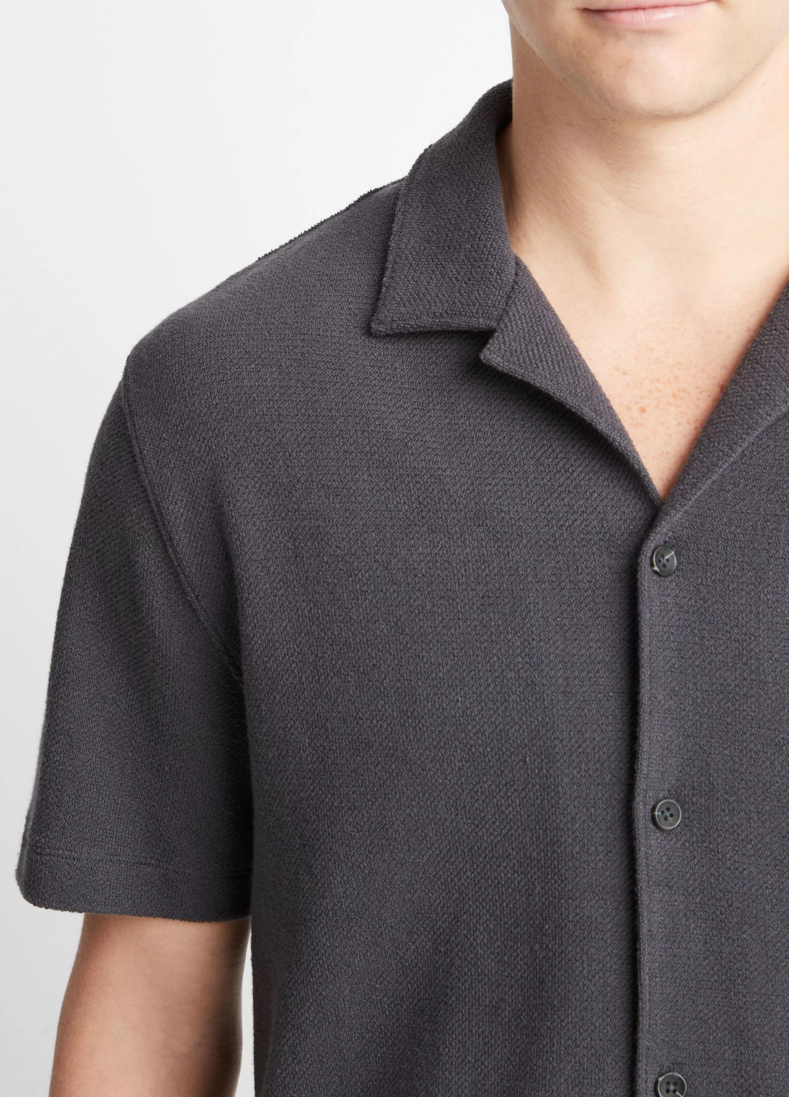 Vince Bouclé Short-Sleeve Button-Front Shirt