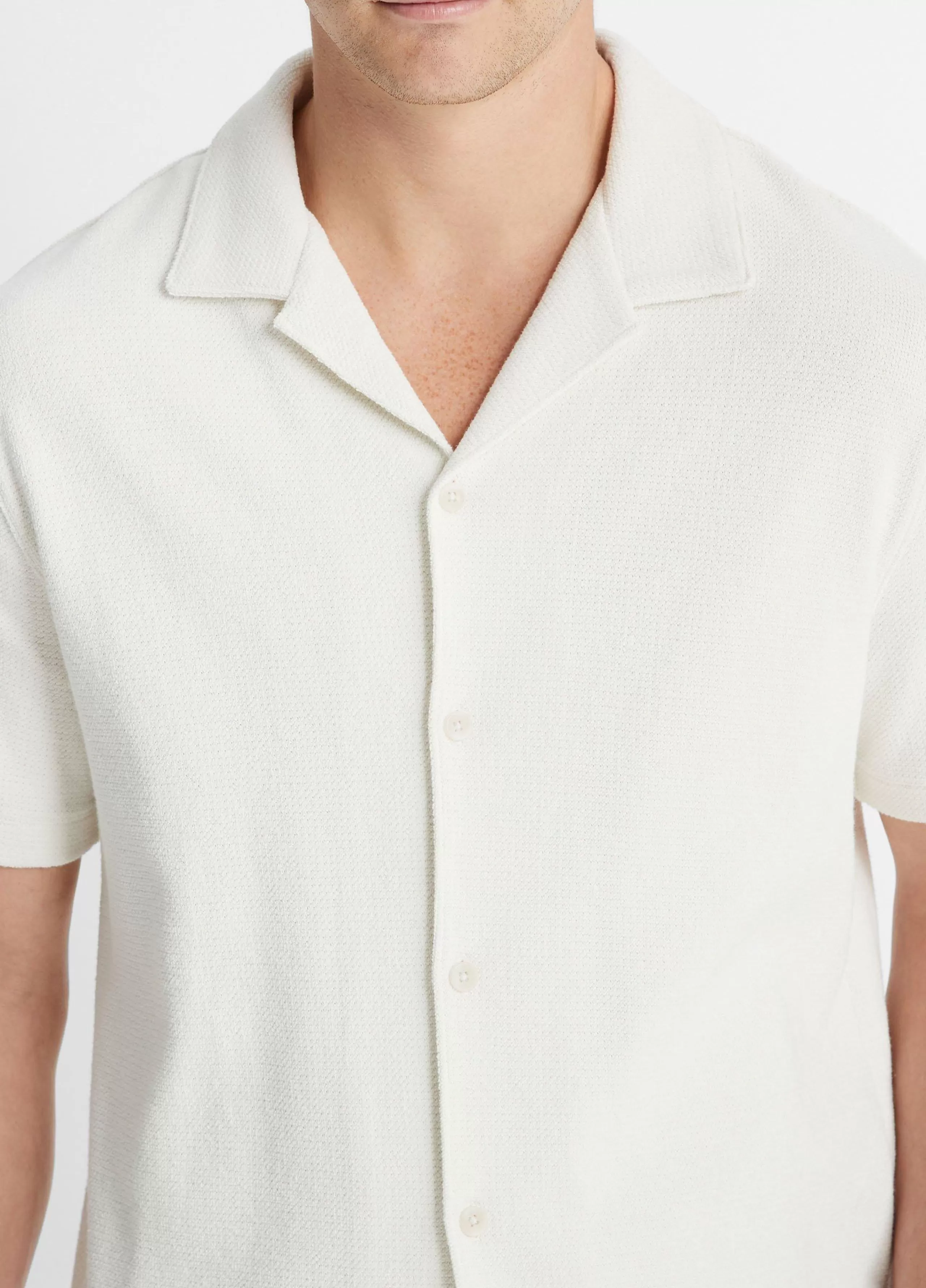 Vince Bouclé Short-Sleeve Button-Front Shirt