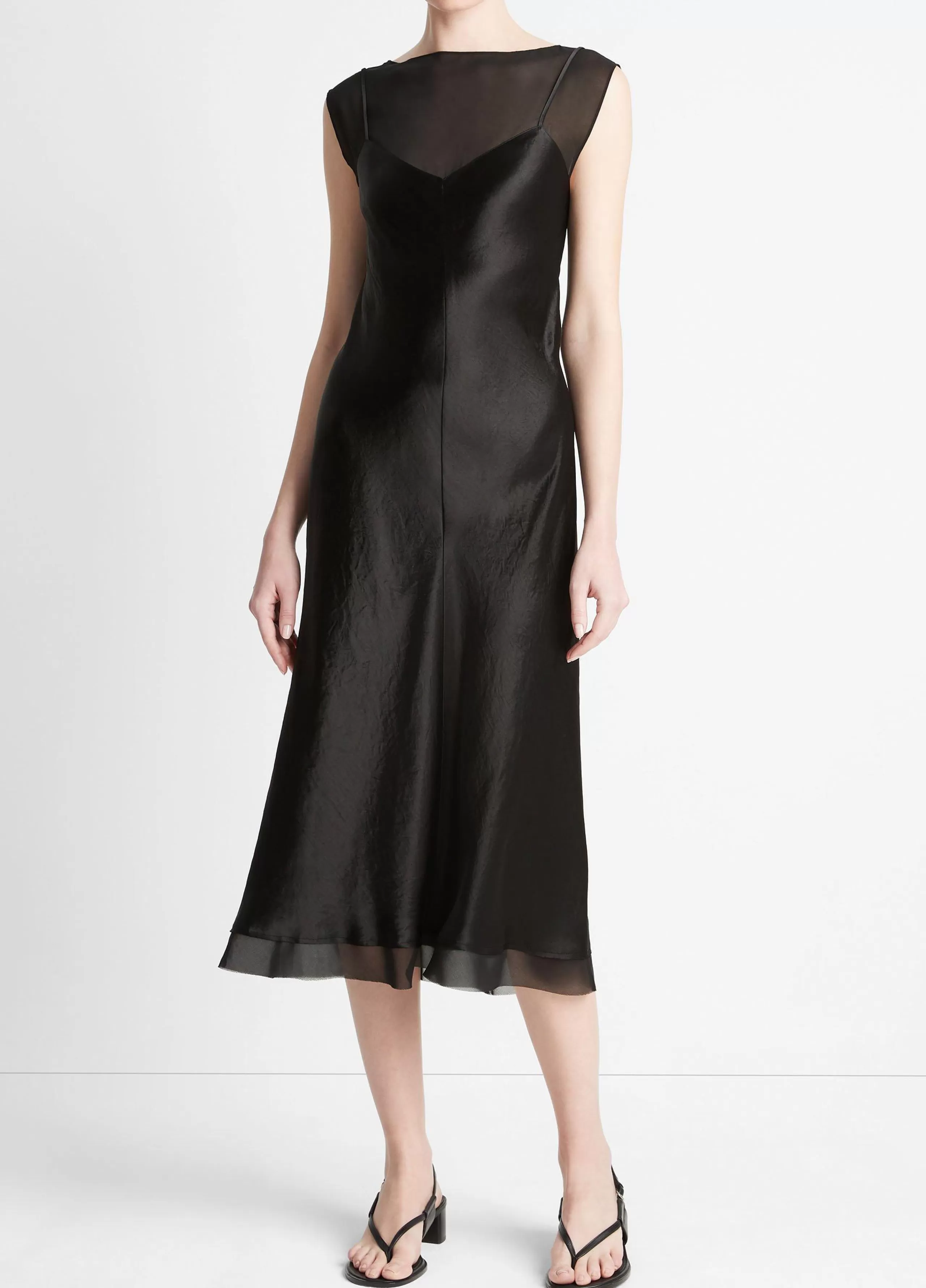 Women Vince Chiffon-Layered Satin Slip Dress