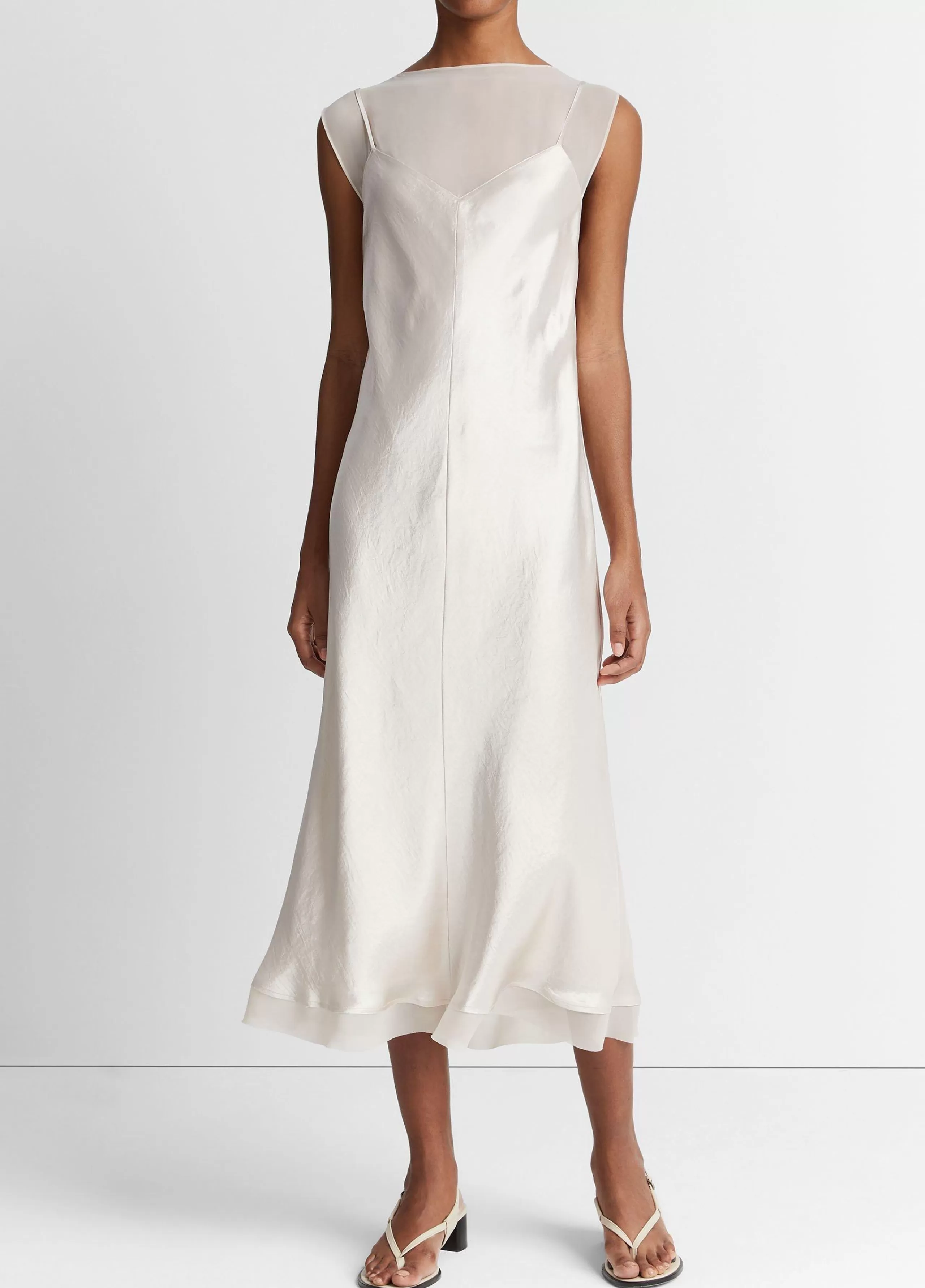 Women Vince Chiffon-Layered Satin Slip Dress