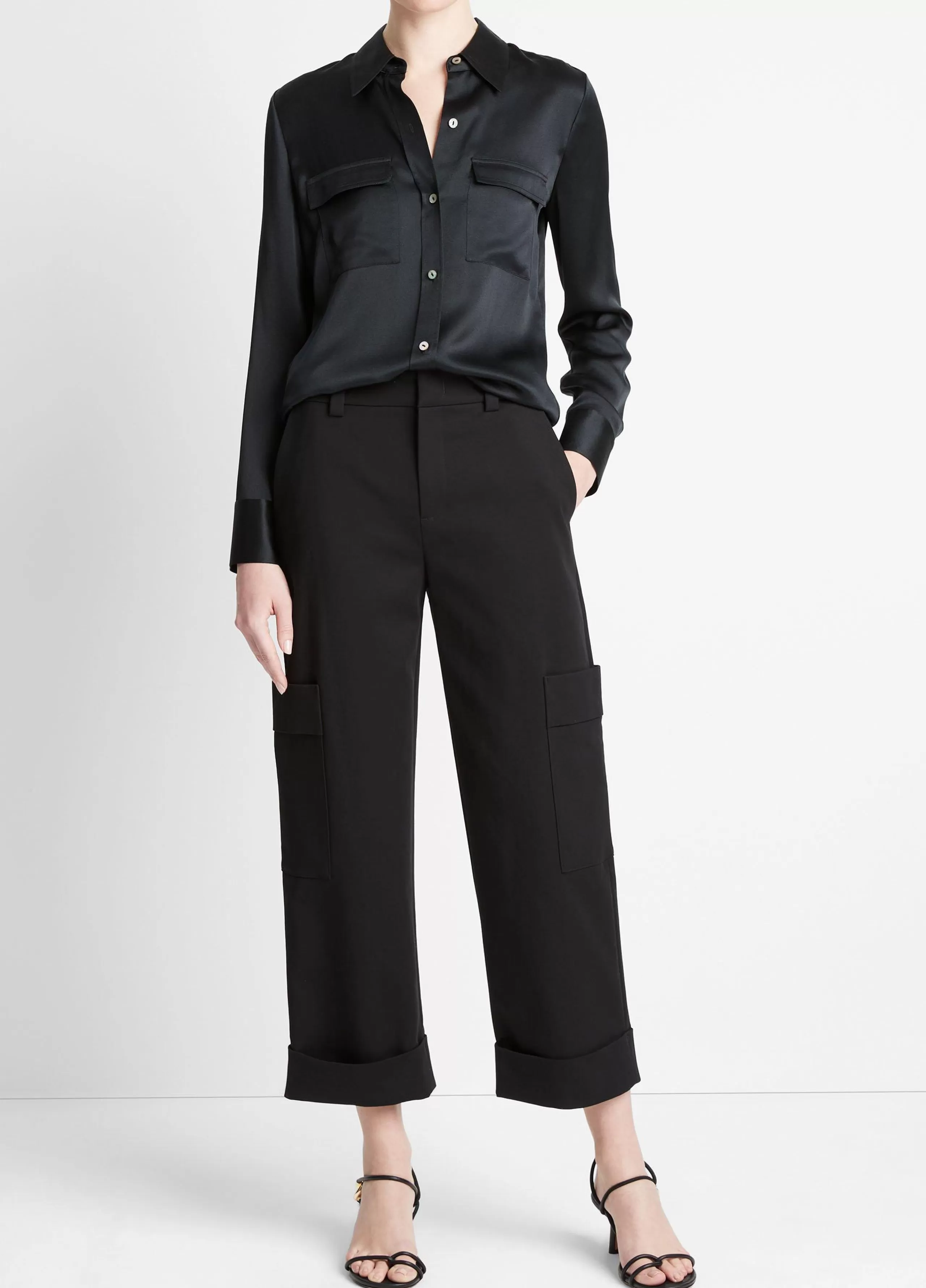 Women Vince Cotton Cropped Utility Pant