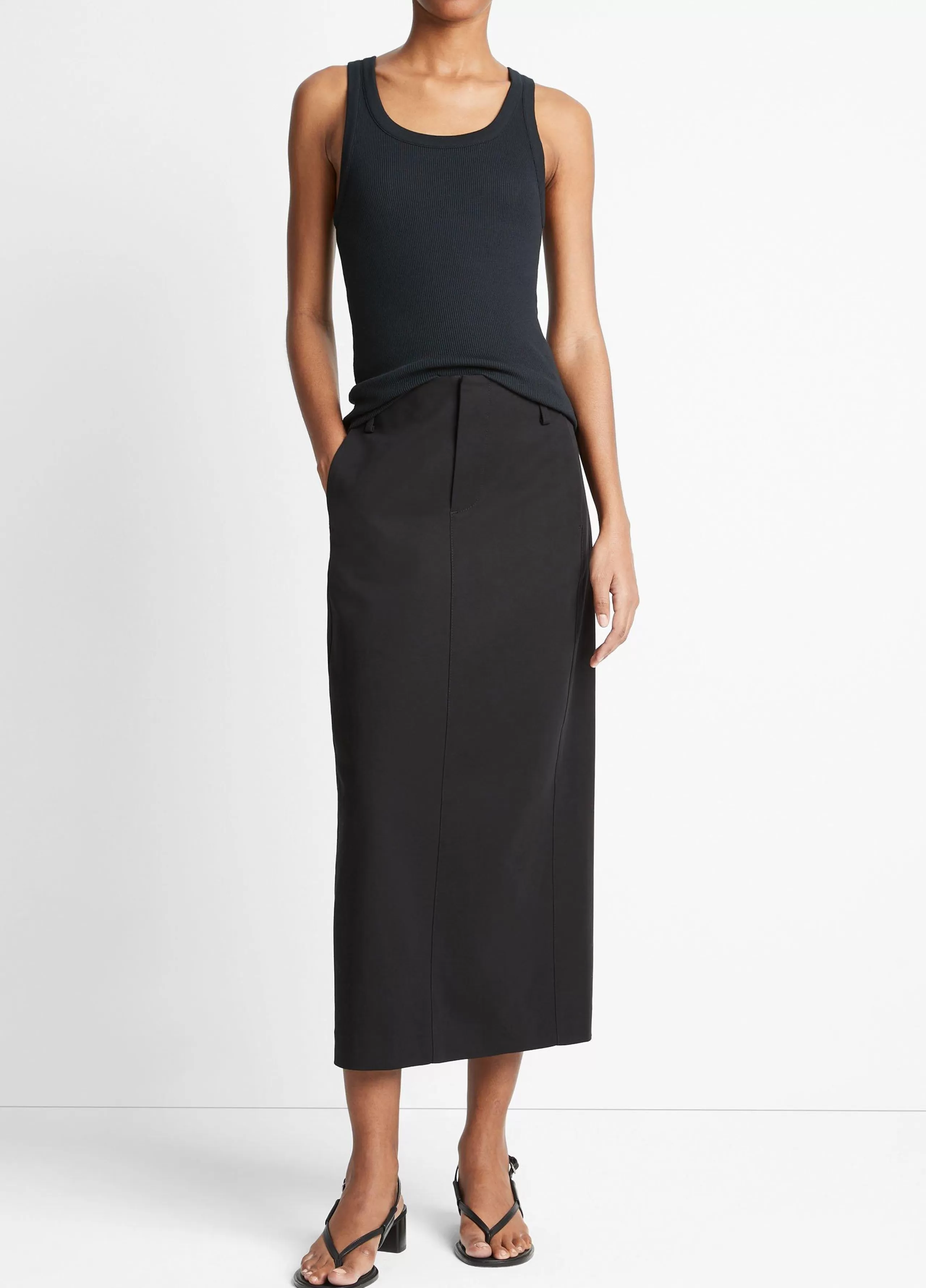 Women Vince Cotton Low-Rise Straight Trouser Skirt