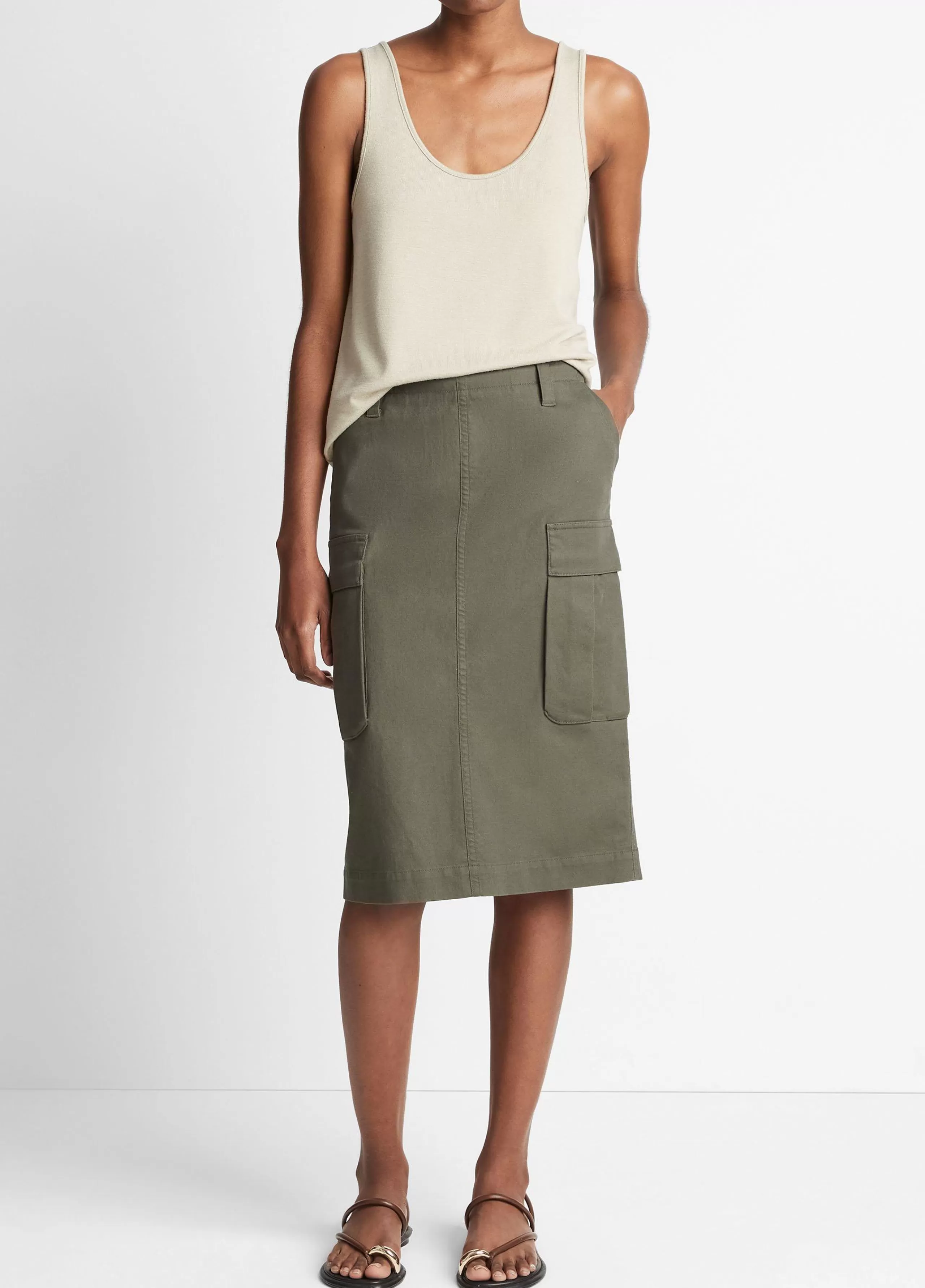 Women Vince Cotton Low-Rise Utility Cargo Skirt