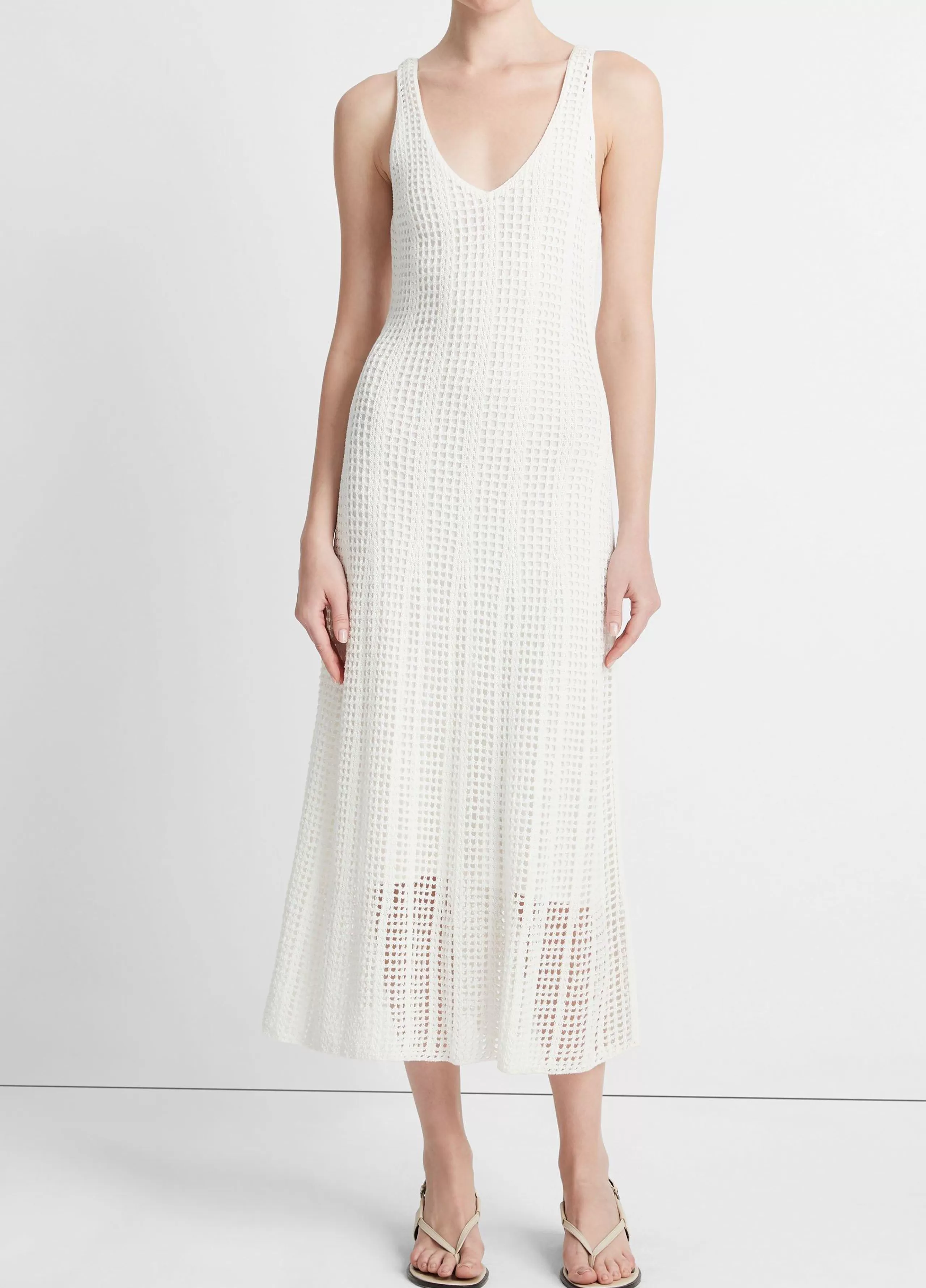 Women Vince Cotton Mesh-Grid Godet Dress