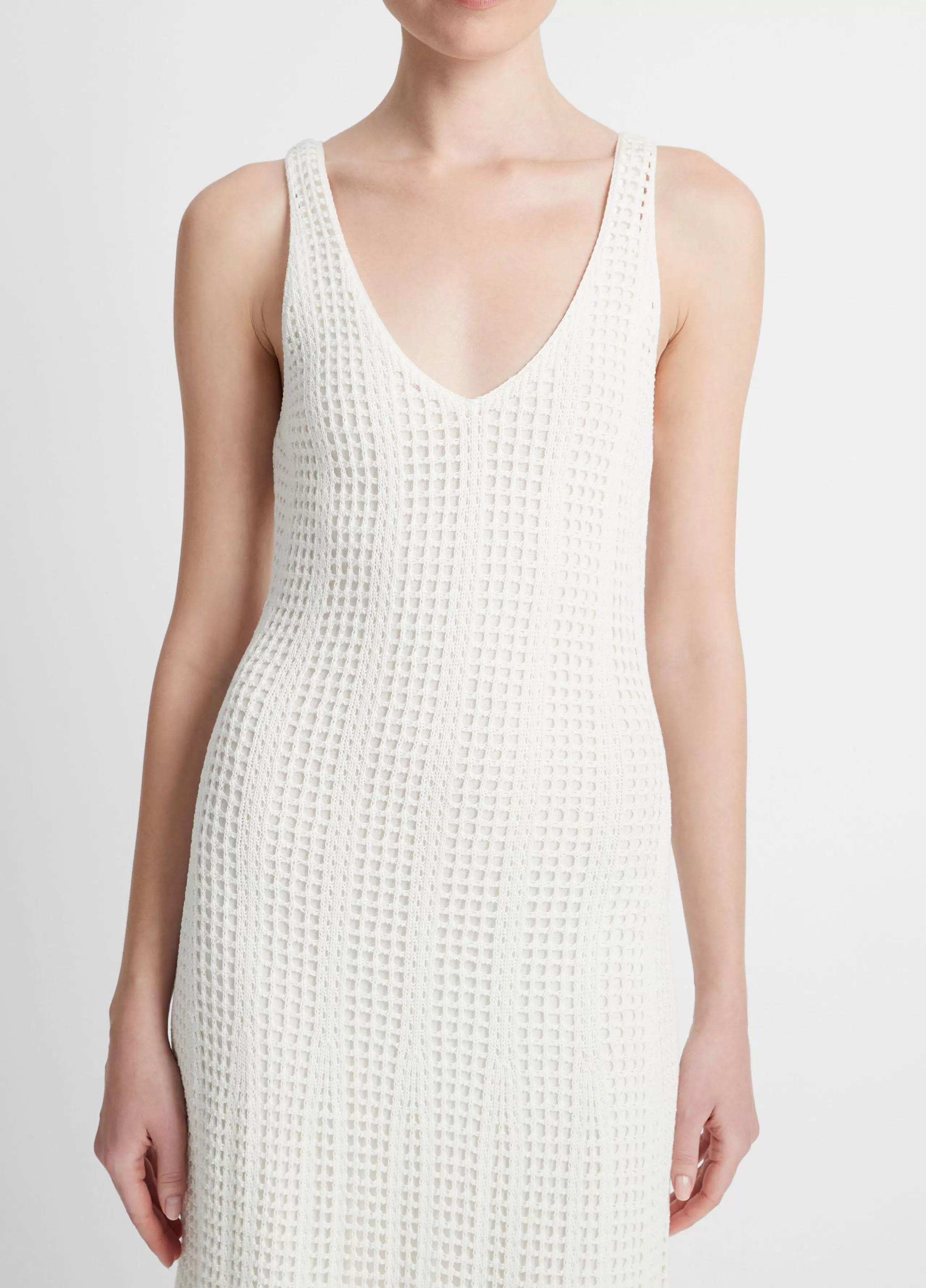 Women Vince Cotton Mesh-Grid Godet Dress