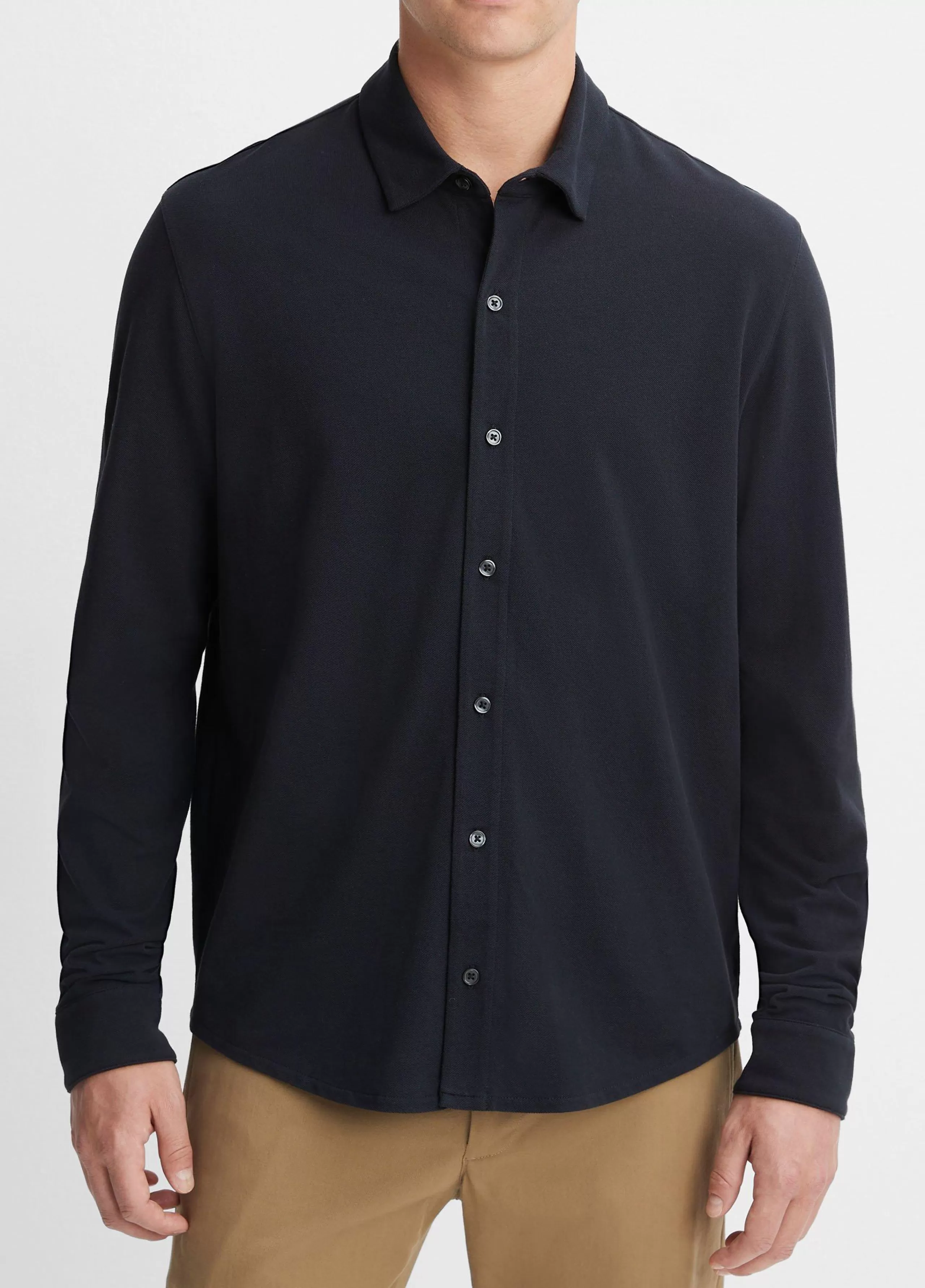 Vince Cotton Piqué Button-Front Shirt