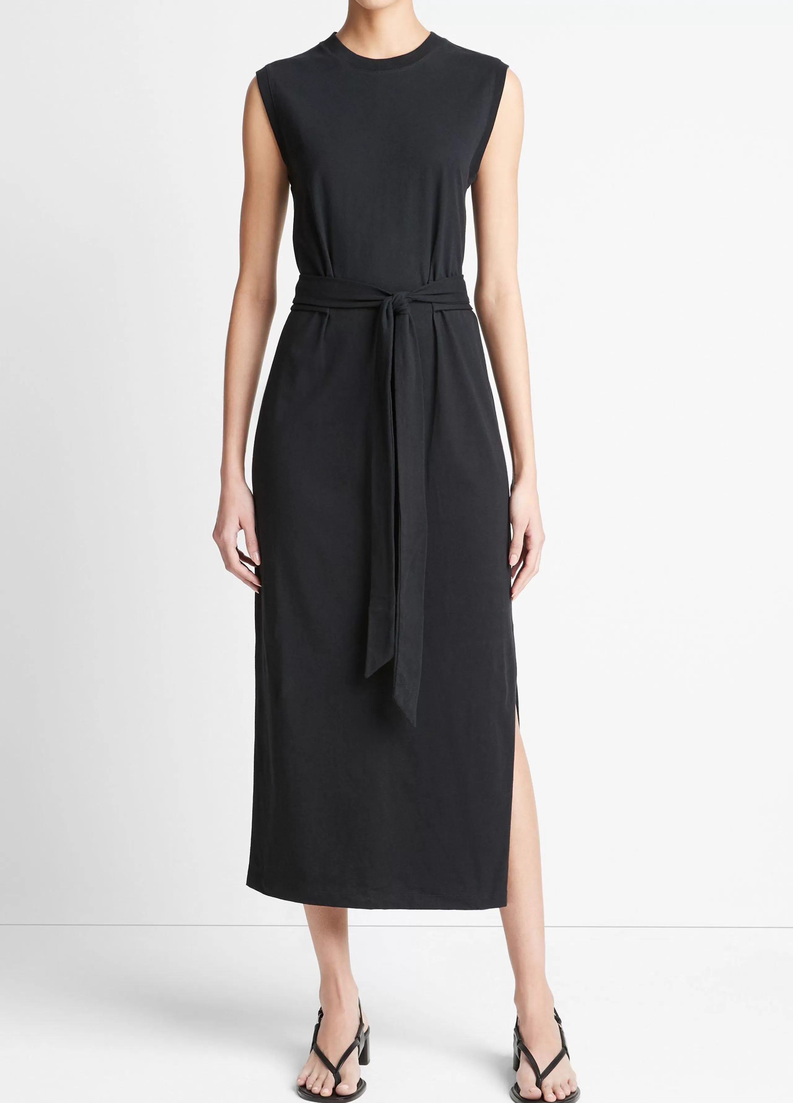 Women Vince Cotton Sleeveless Wrap Dress