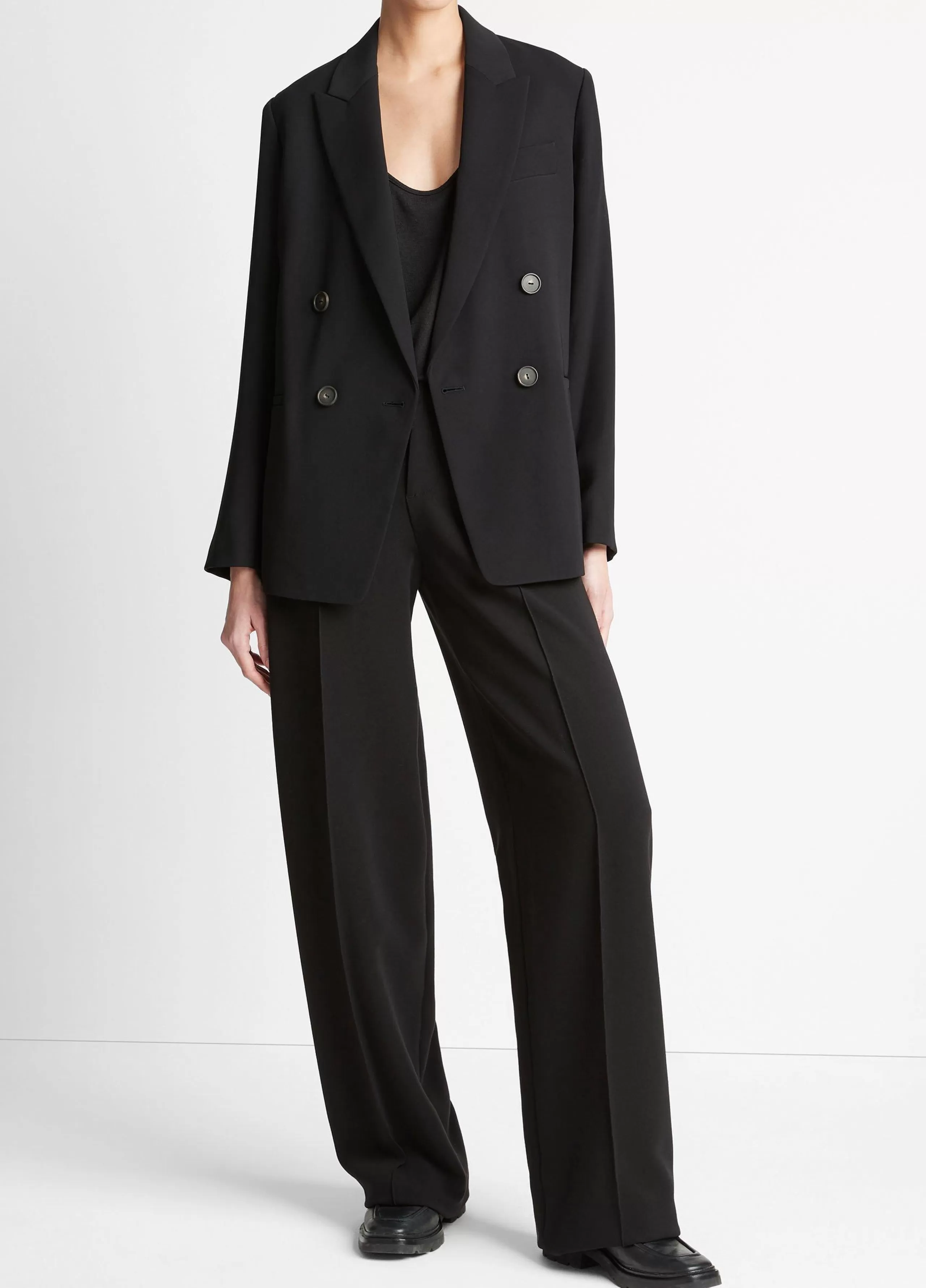 Women Vince Crepe Double-Breasted Blazer