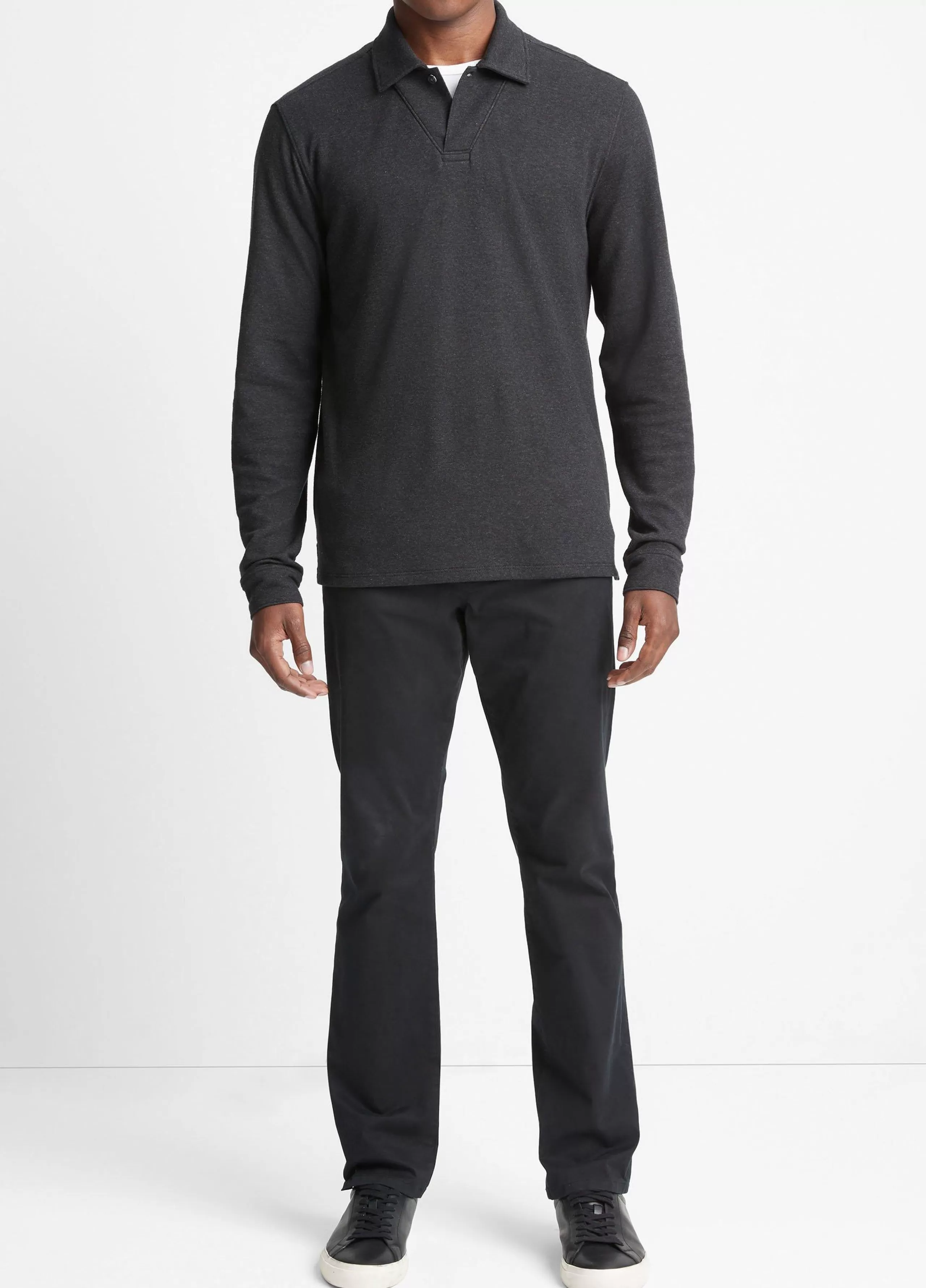 Vince Double-Face Long-Sleeve Polo Shirt