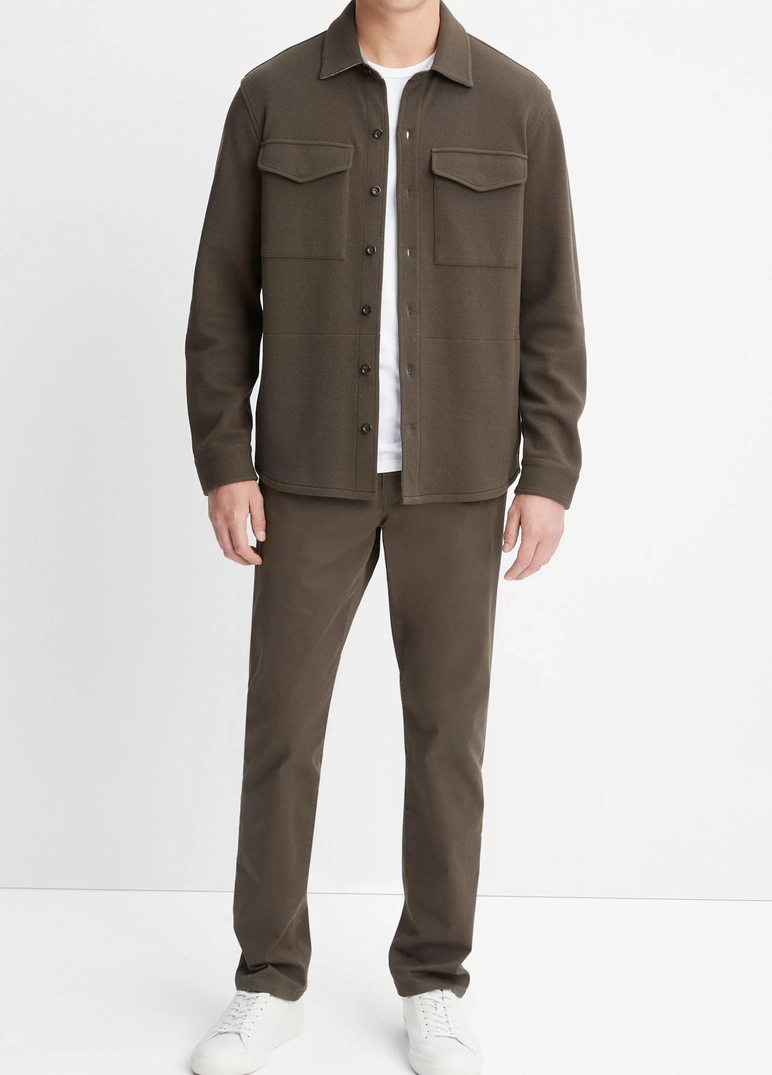 Vince Double-Knit Piqué Shirt Jacket