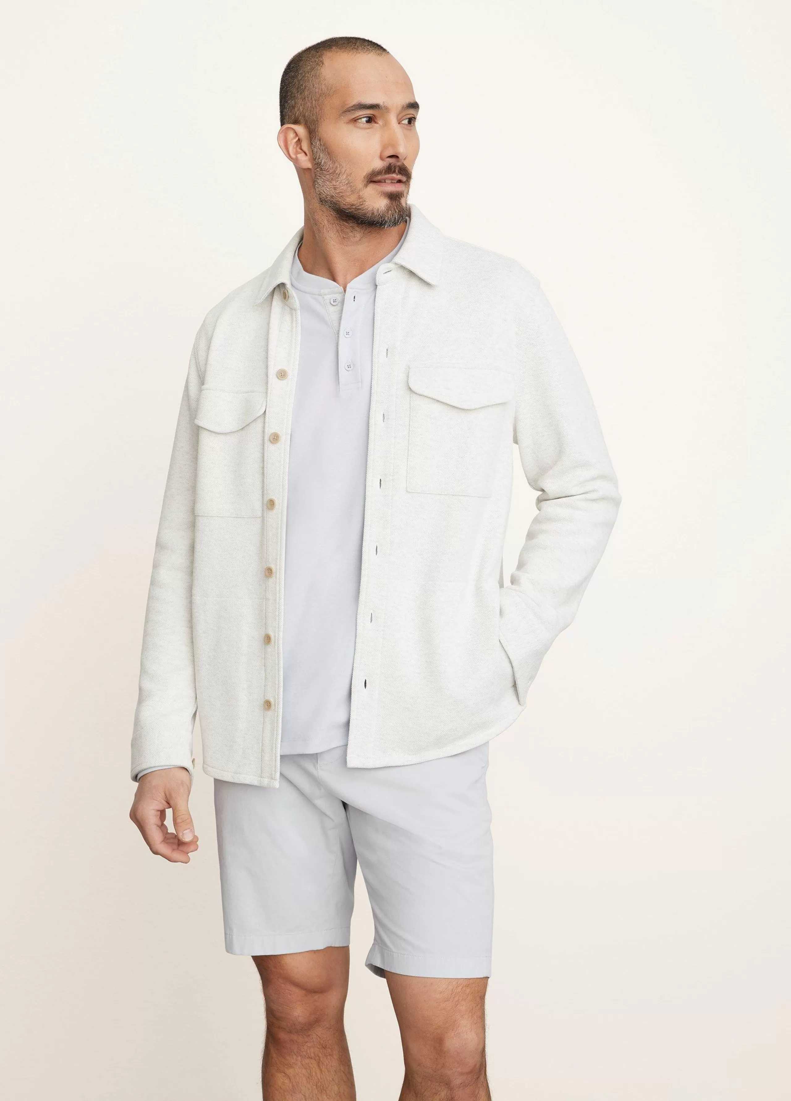 Vince Double-Knit Piqué Shirt Jacket