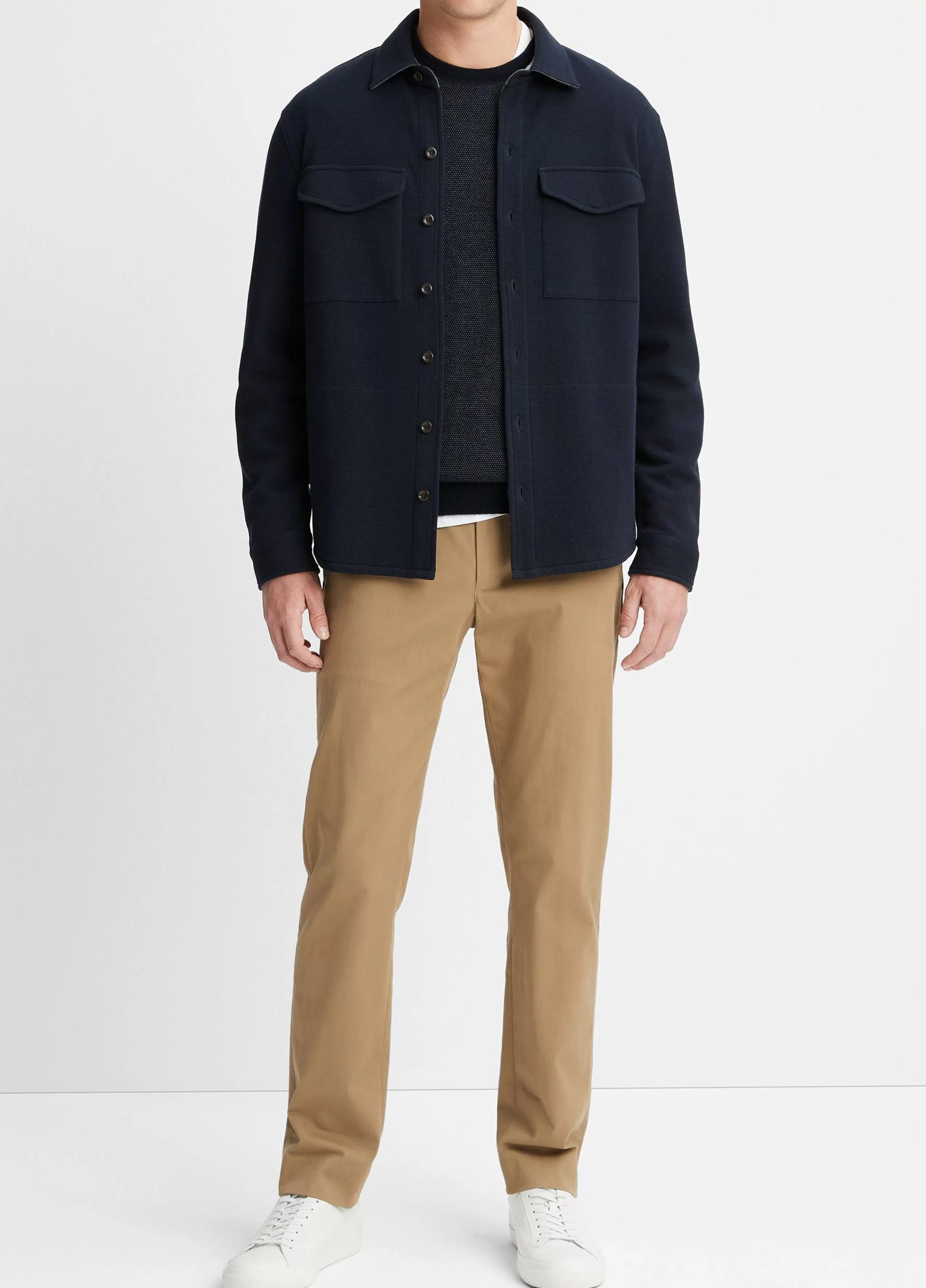 Vince Double-Knit Piqué Shirt Jacket