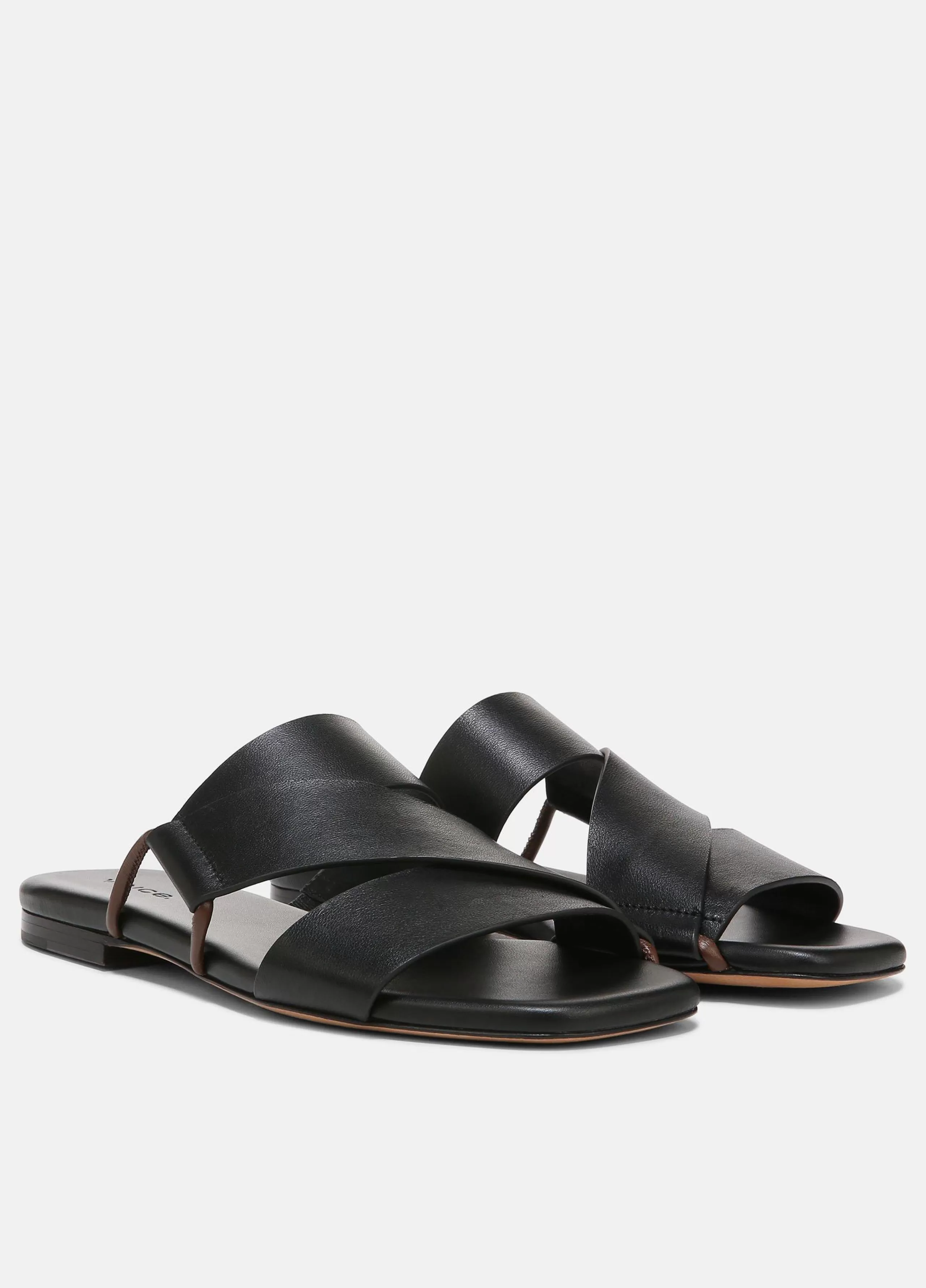 Women Vince Dylan Leather Criss-Cross Slide Sandal