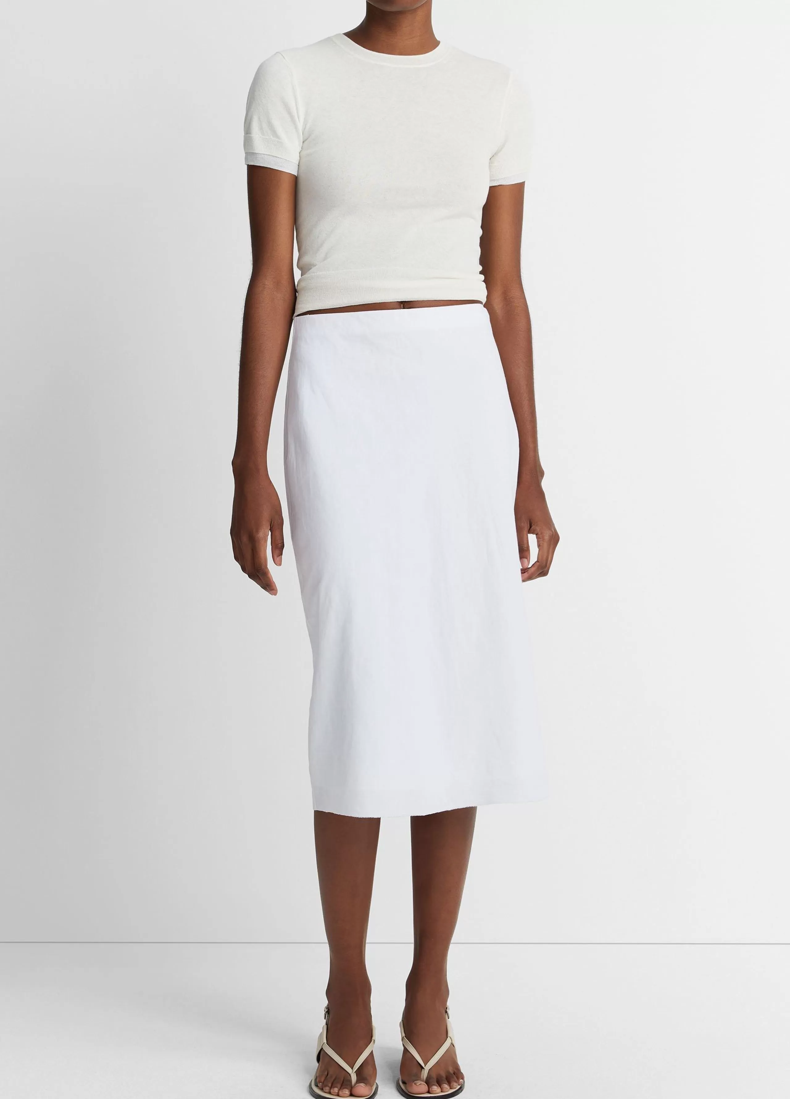 Women Vince Easy Linen-Blend Slip Skirt