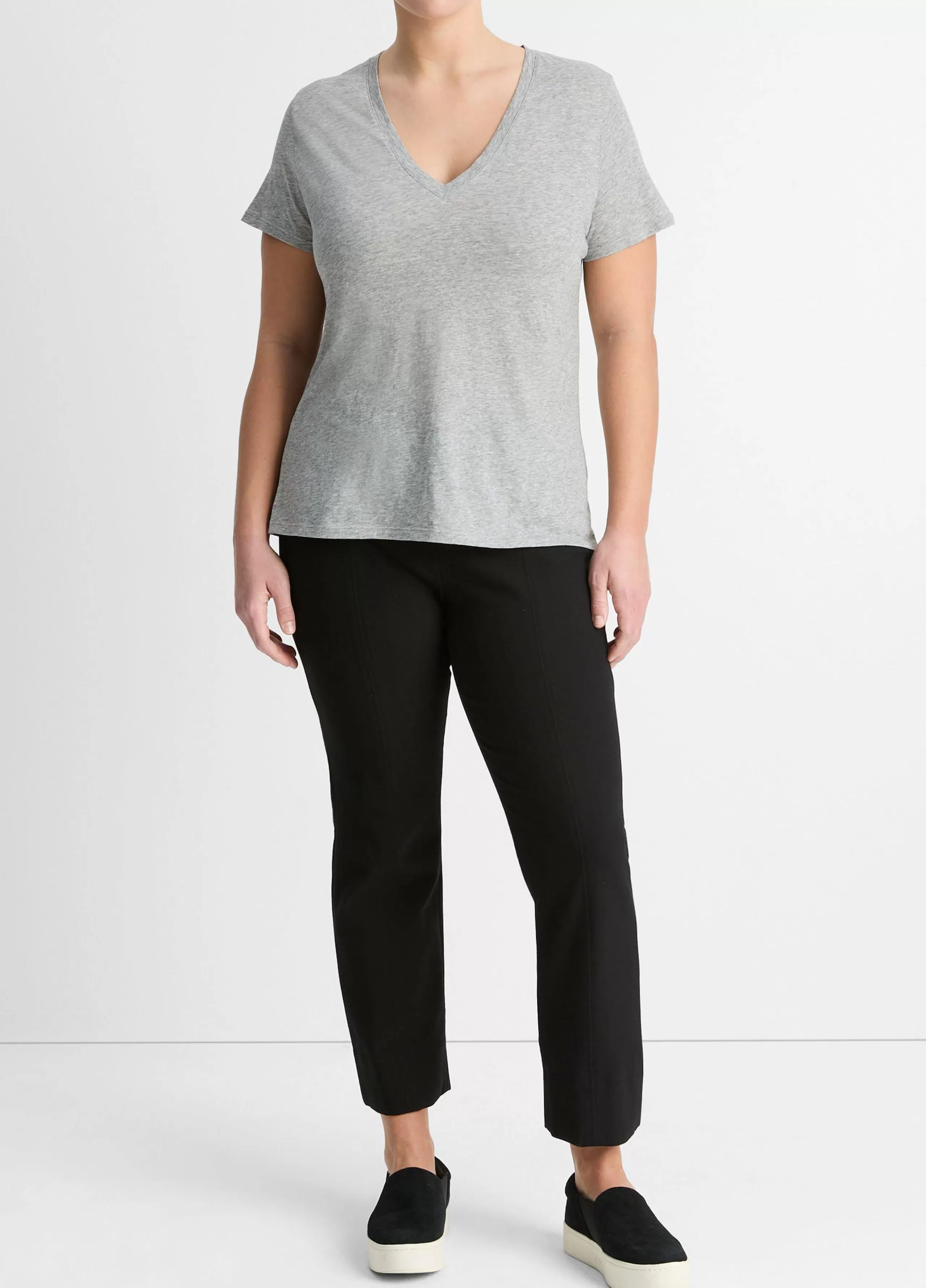 Women Vince Essential Pima Cotton V-Neck T-Shirt