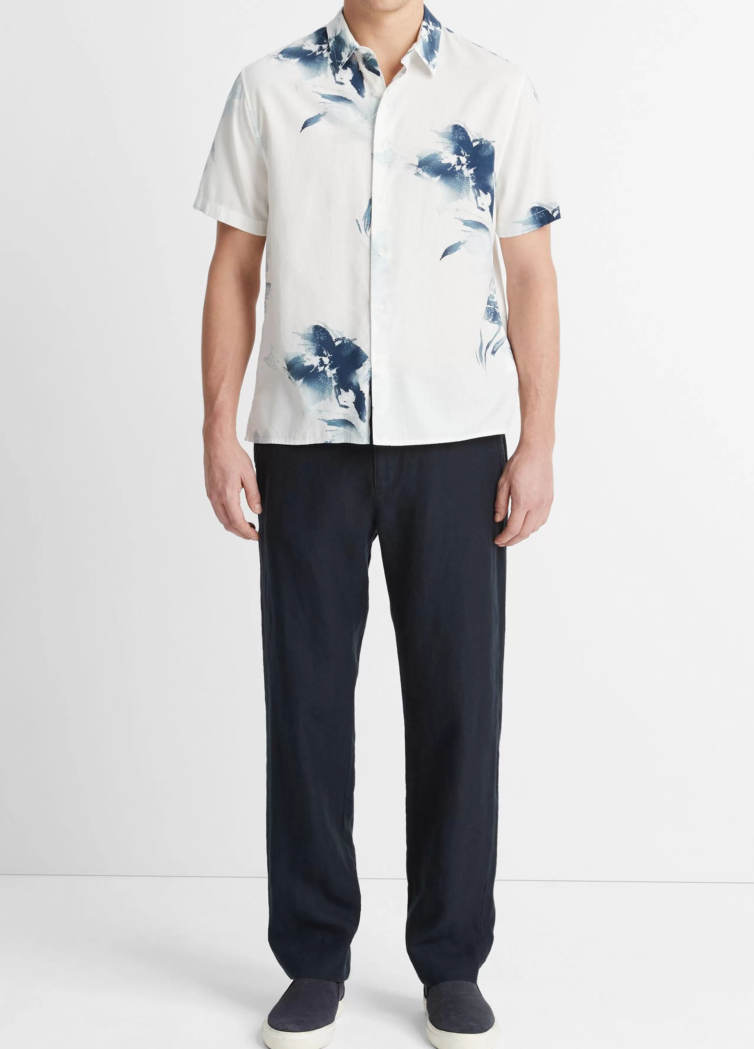 Vince Faded Floral Short-Sleeve Shirt