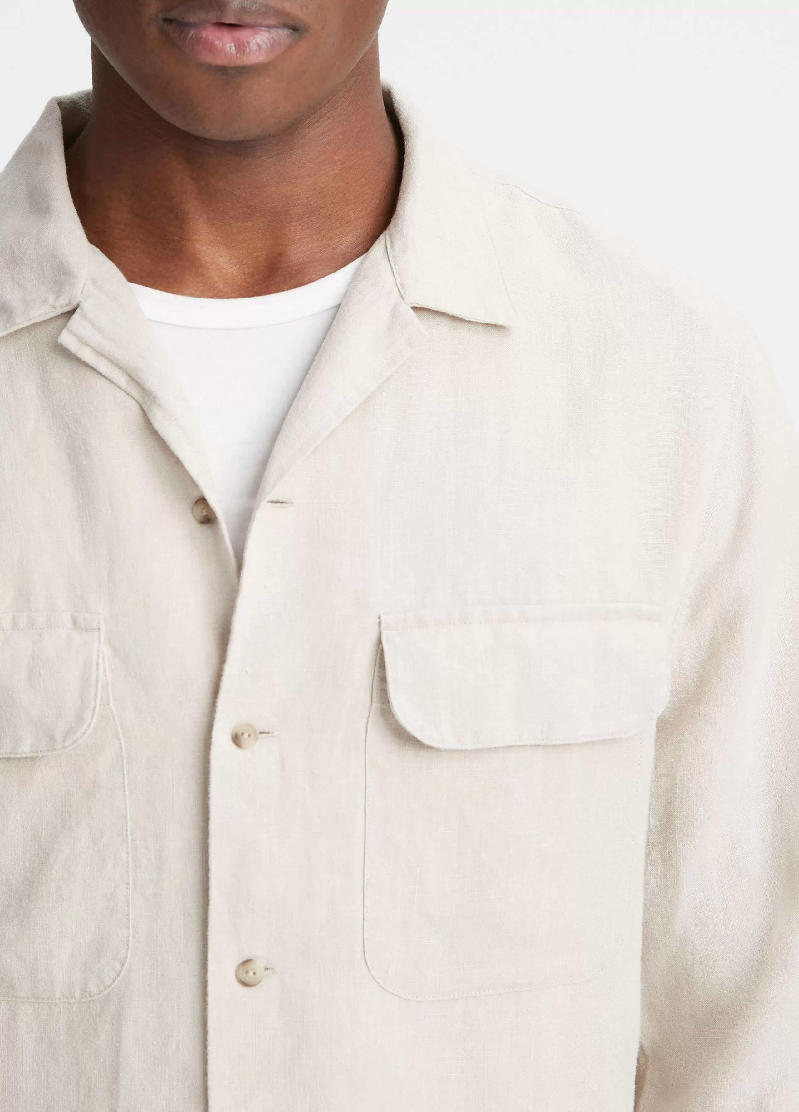 Vince Hemp Camp-Collar Long-Sleeve Shirt