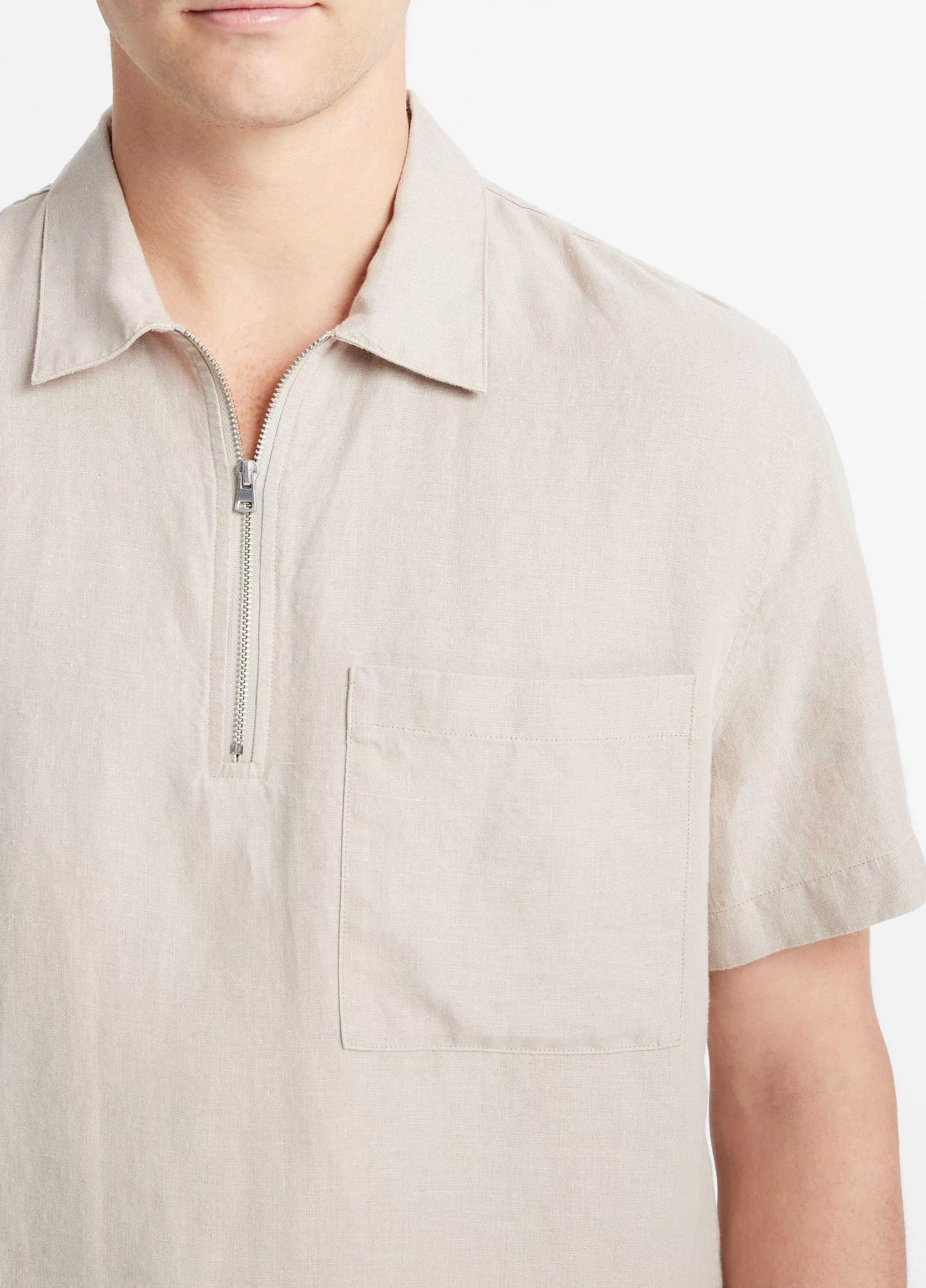 Vince Hemp Quarter-Zip Short-Sleeve Shirt