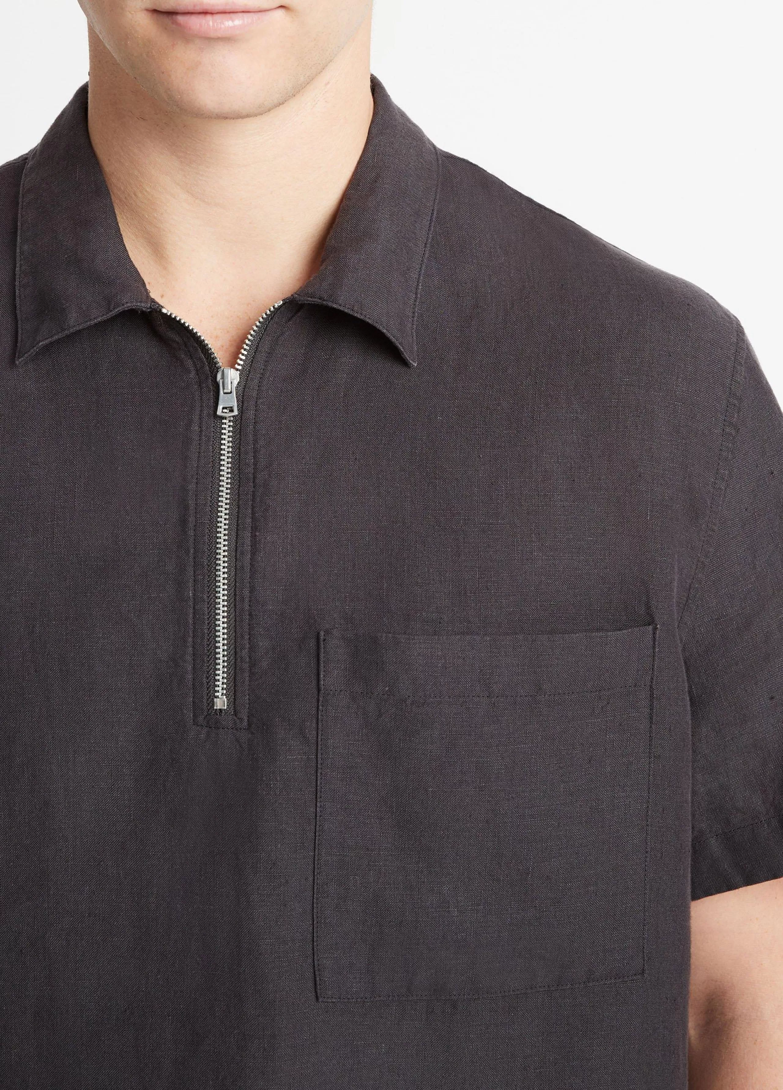 Vince Hemp Quarter-Zip Short-Sleeve Shirt