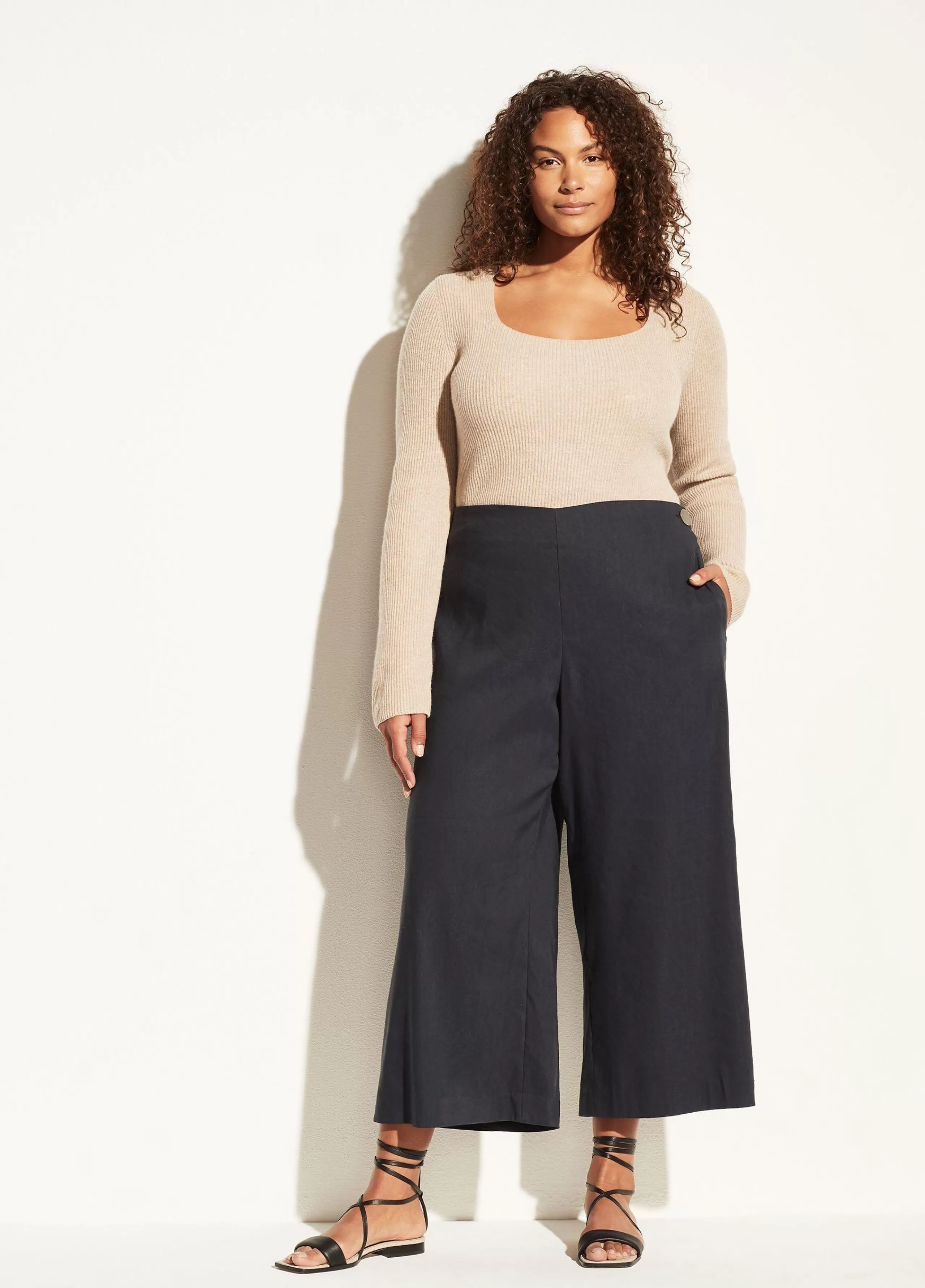 Women Vince High Waist Crop Wide Leg