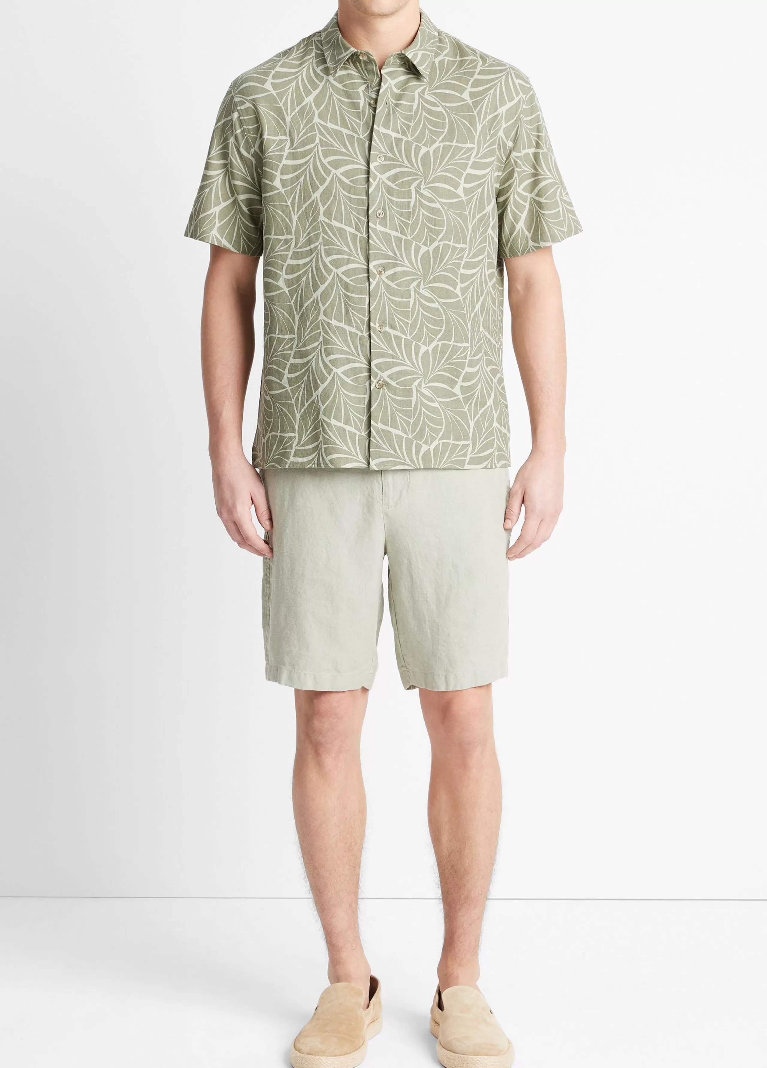 Vince Knotted Leaves Short-Sleeve Shirt