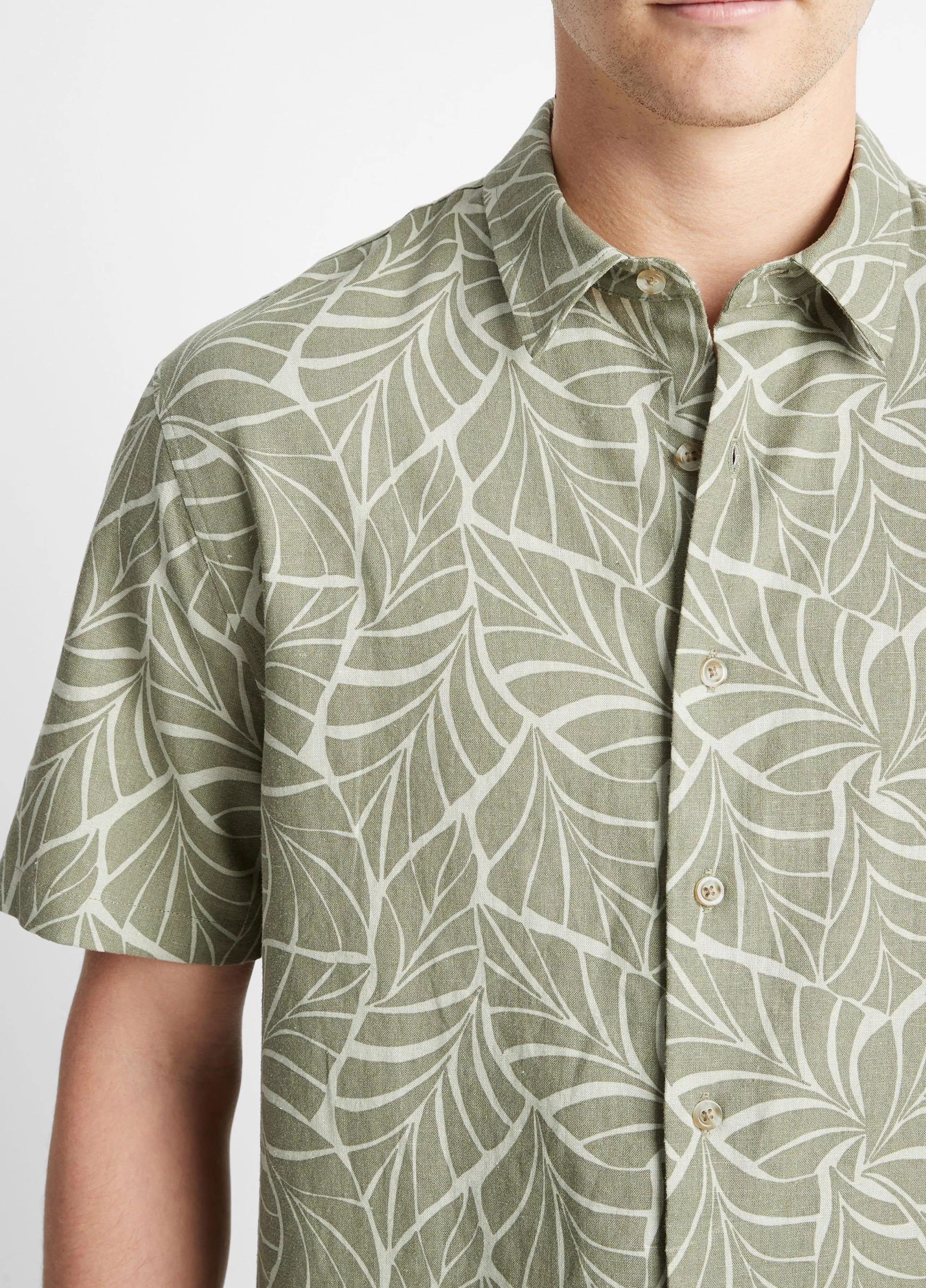 Vince Knotted Leaves Short-Sleeve Shirt