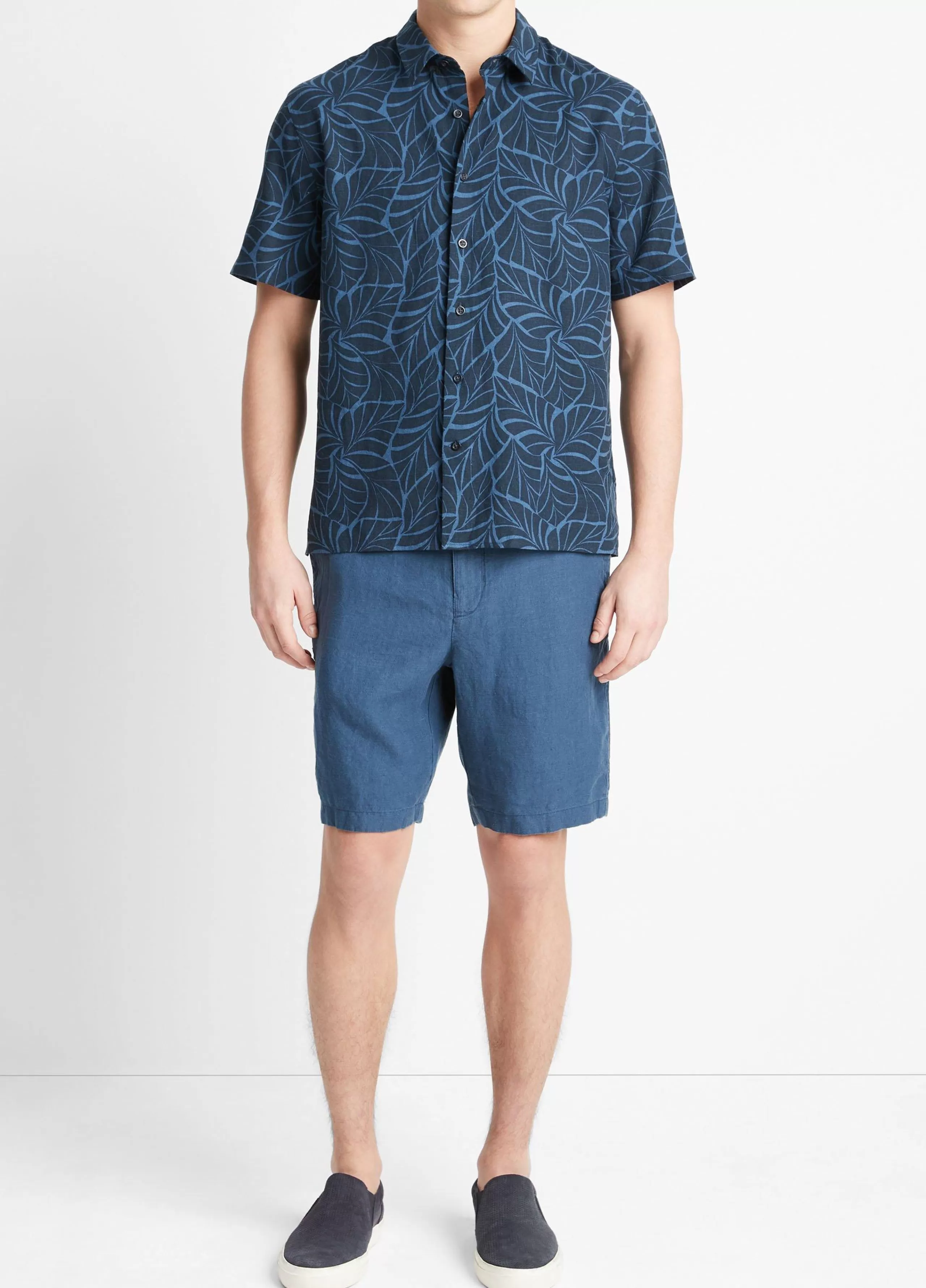 Vince Knotted Leaves Short-Sleeve Shirt