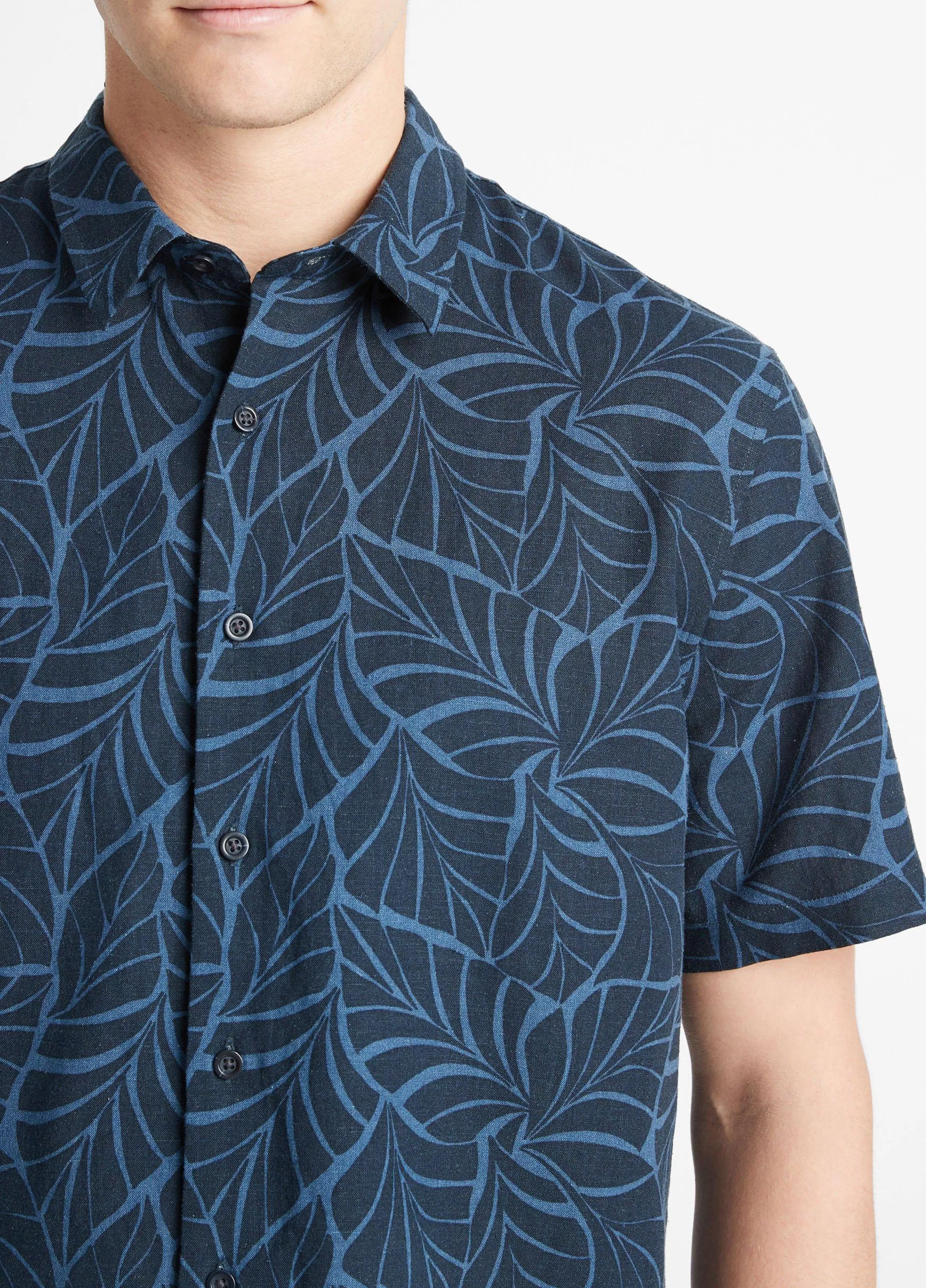 Vince Knotted Leaves Short-Sleeve Shirt