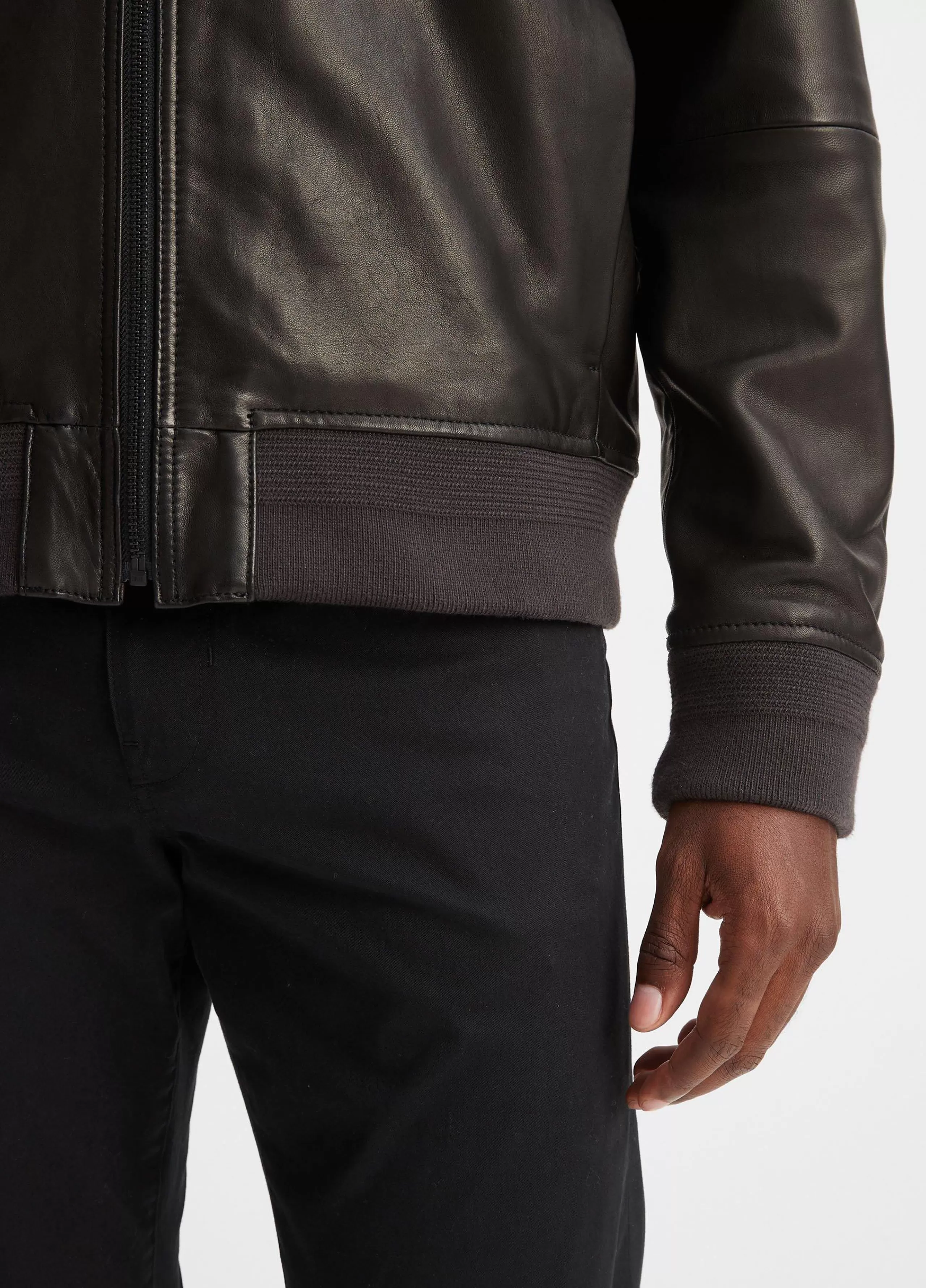 Vince Leather Harrington Bomber Jacket