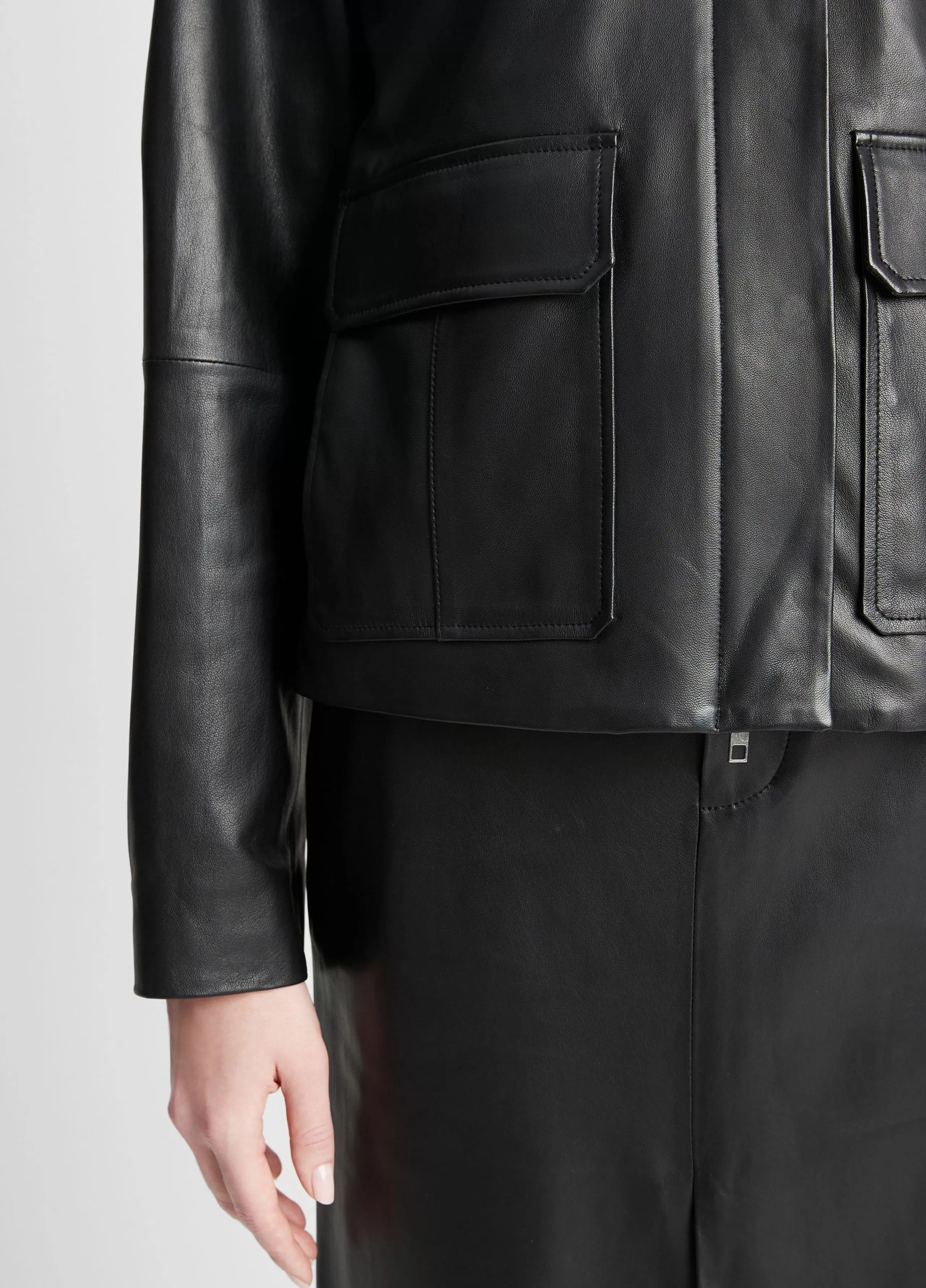 Women Vince Leather Zip-Front Jacket