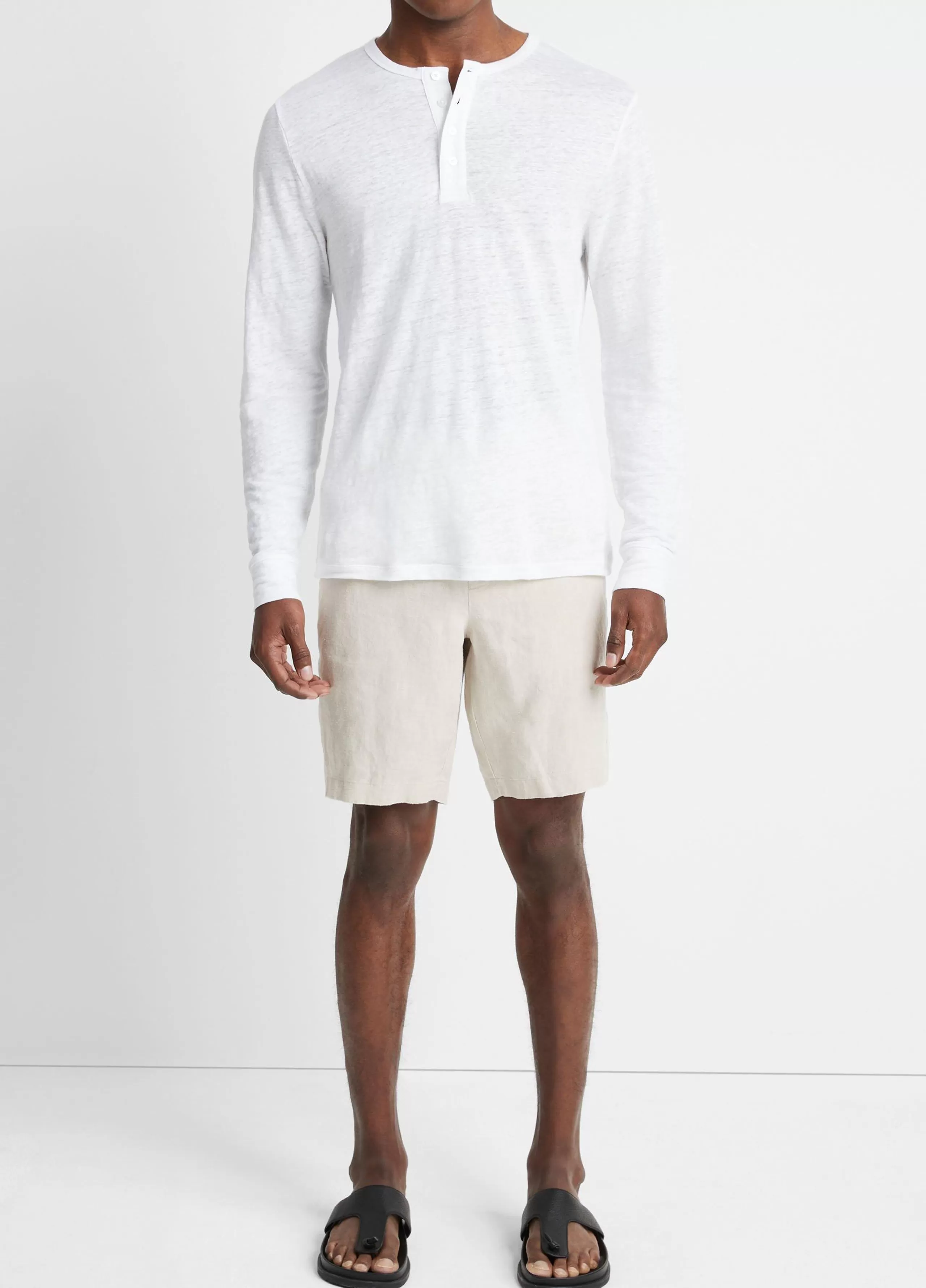 Vince Linen Long-Sleeve Henley