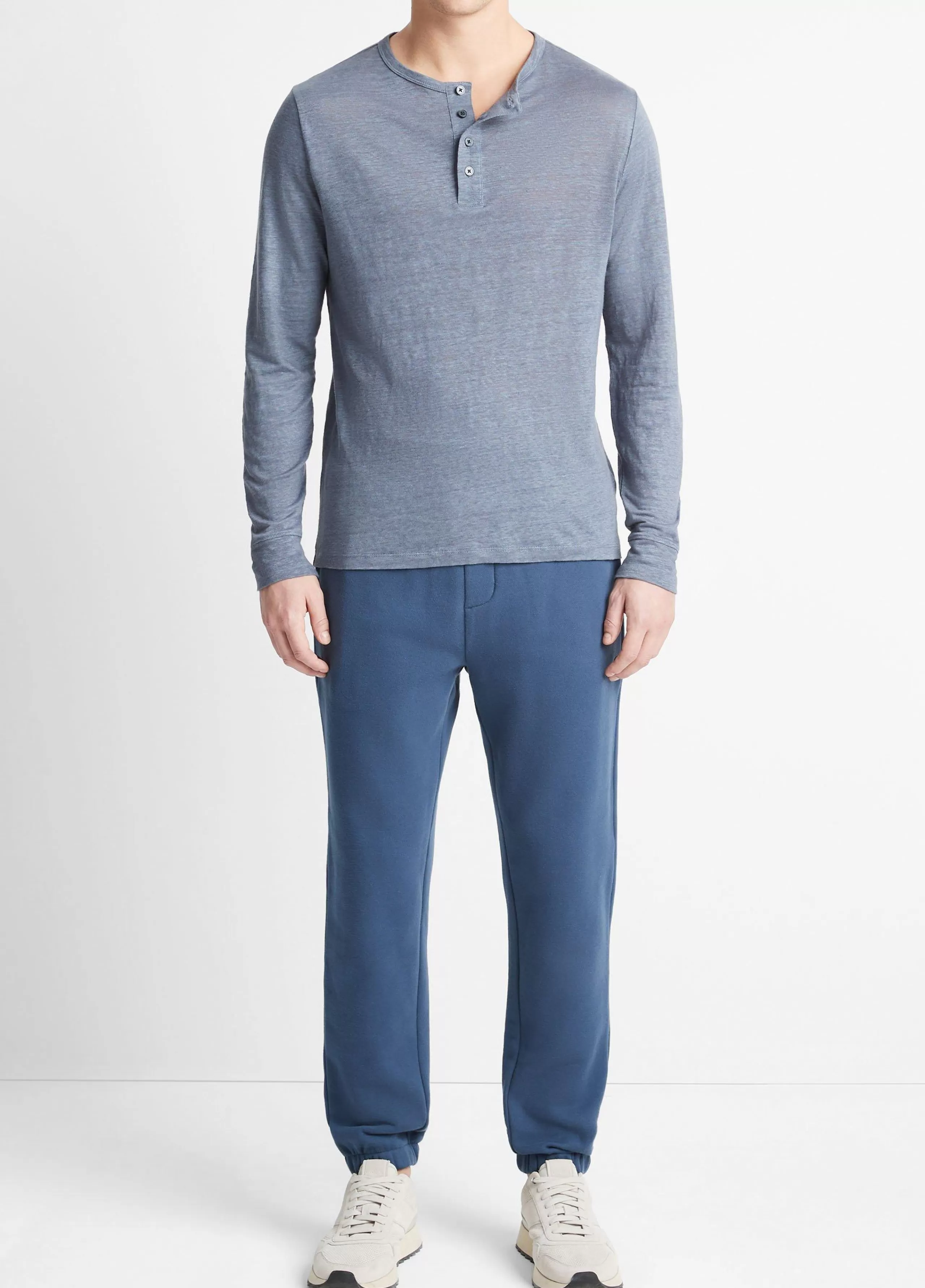 Vince Linen Long-Sleeve Henley