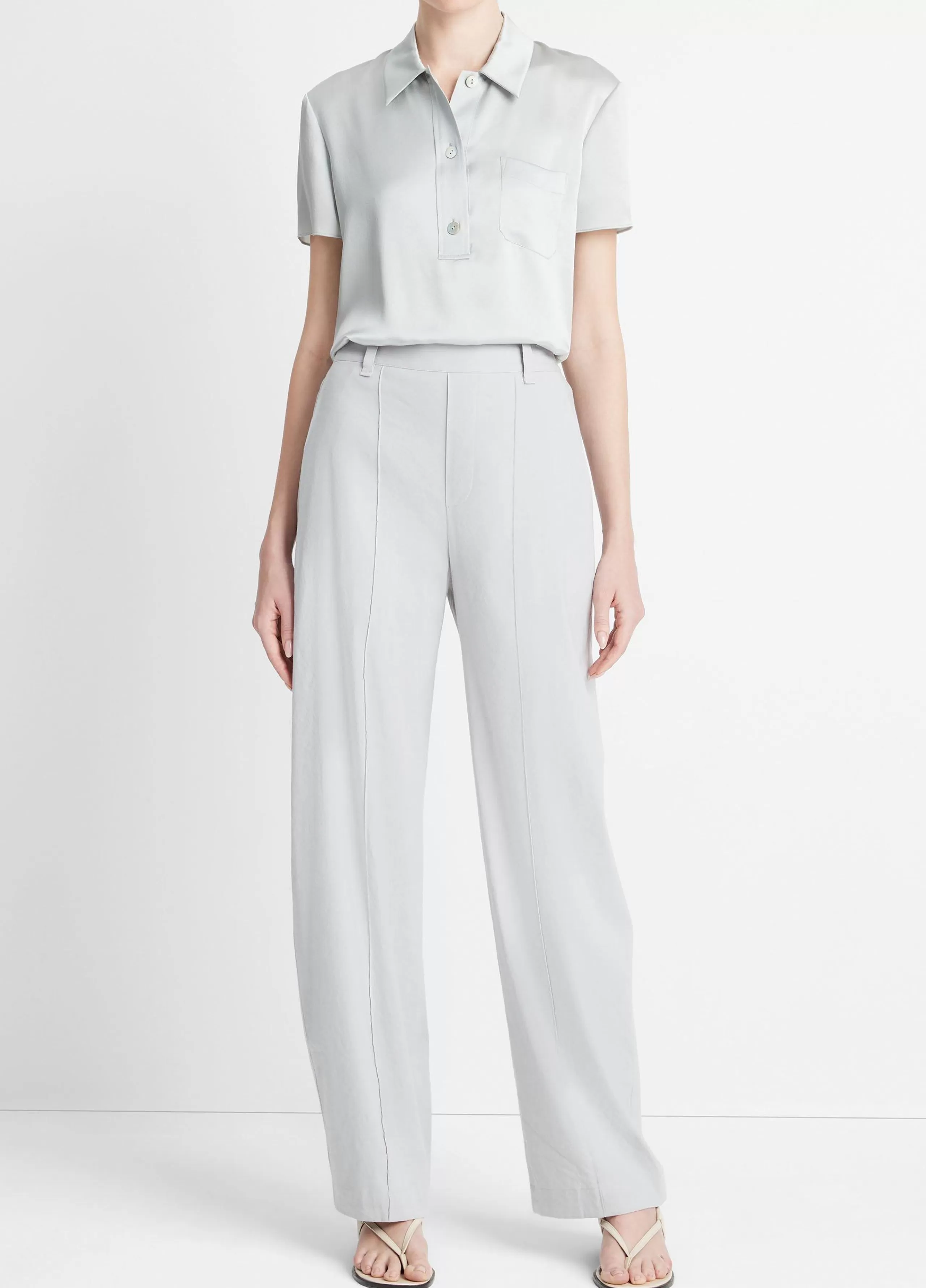 Women Vince Linen-Blend High-Waist Pull-On Pant