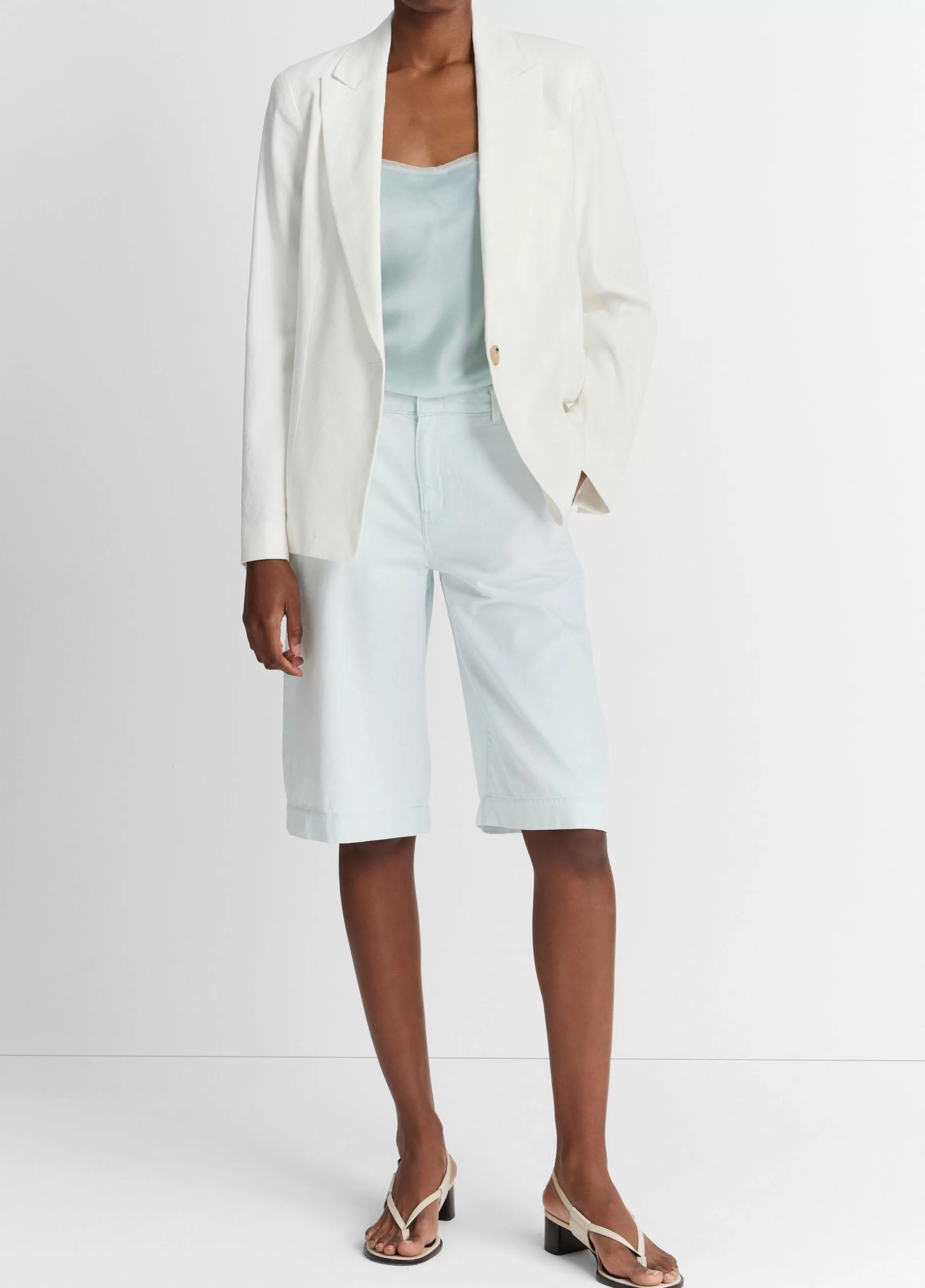 Women Vince Linen-Blend Single-Breasted Blazer