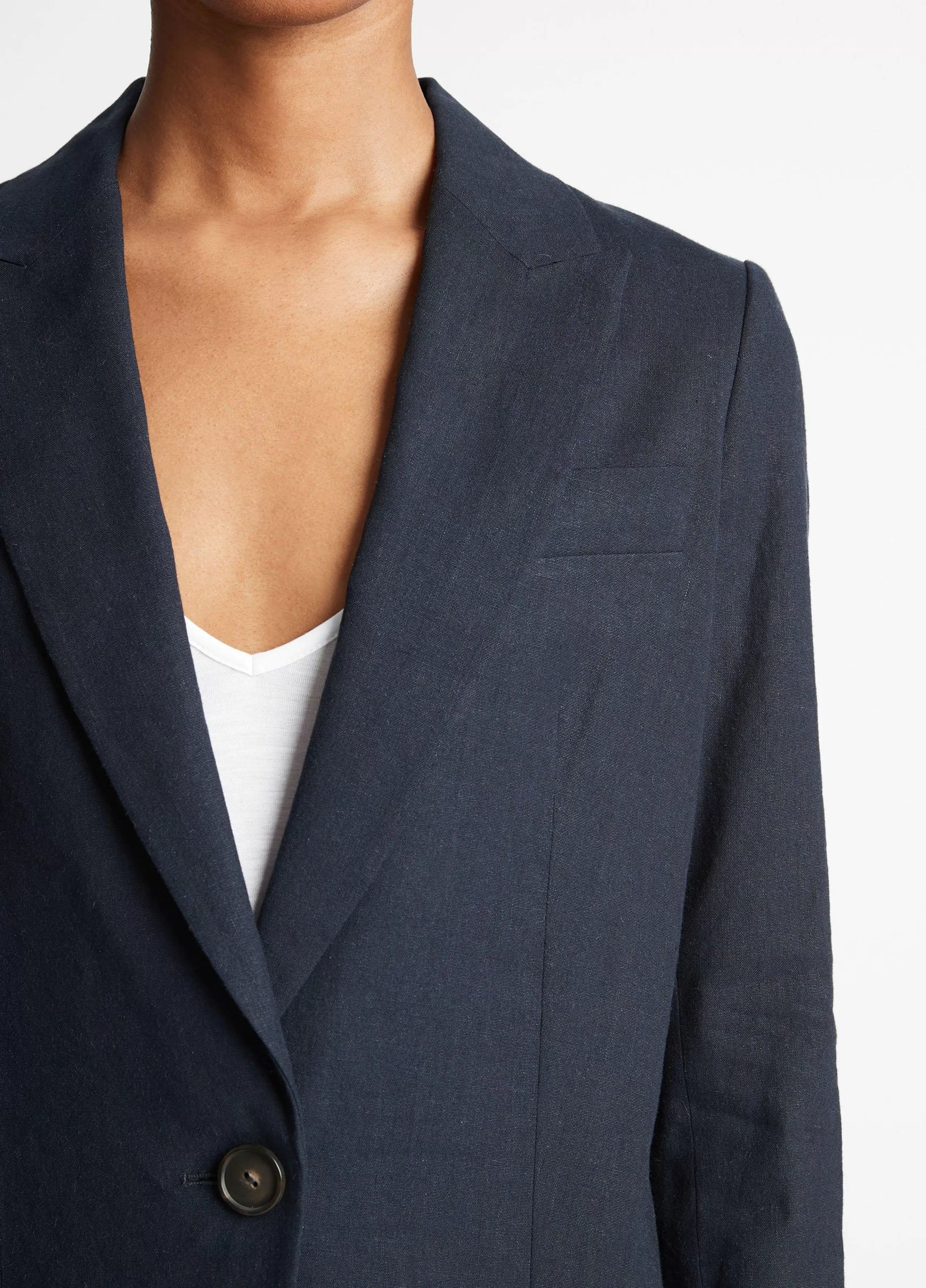 Women Vince Linen-Blend Single-Breasted Blazer