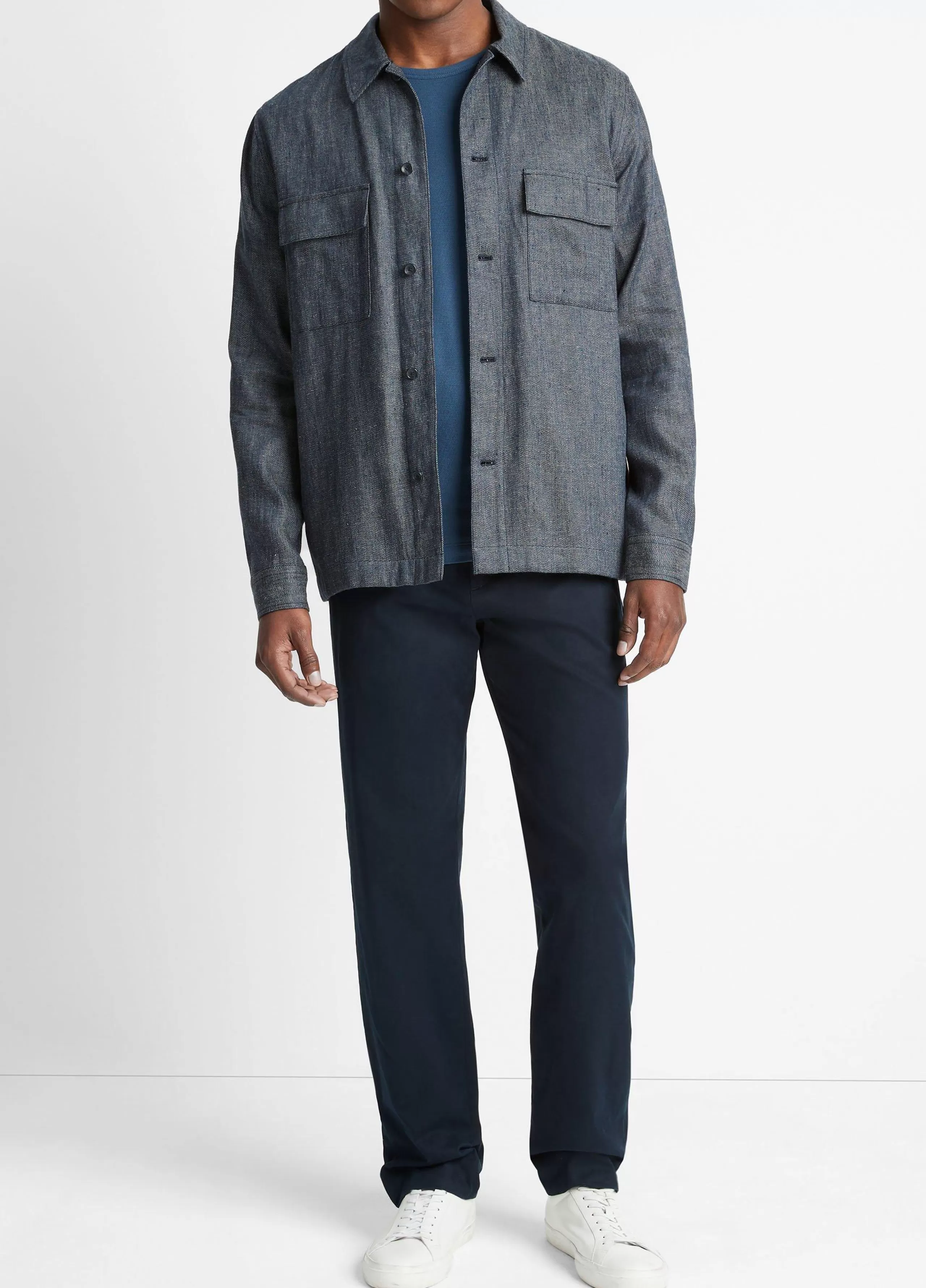 Vince Linen-Cotton Twill Shirt Jacket