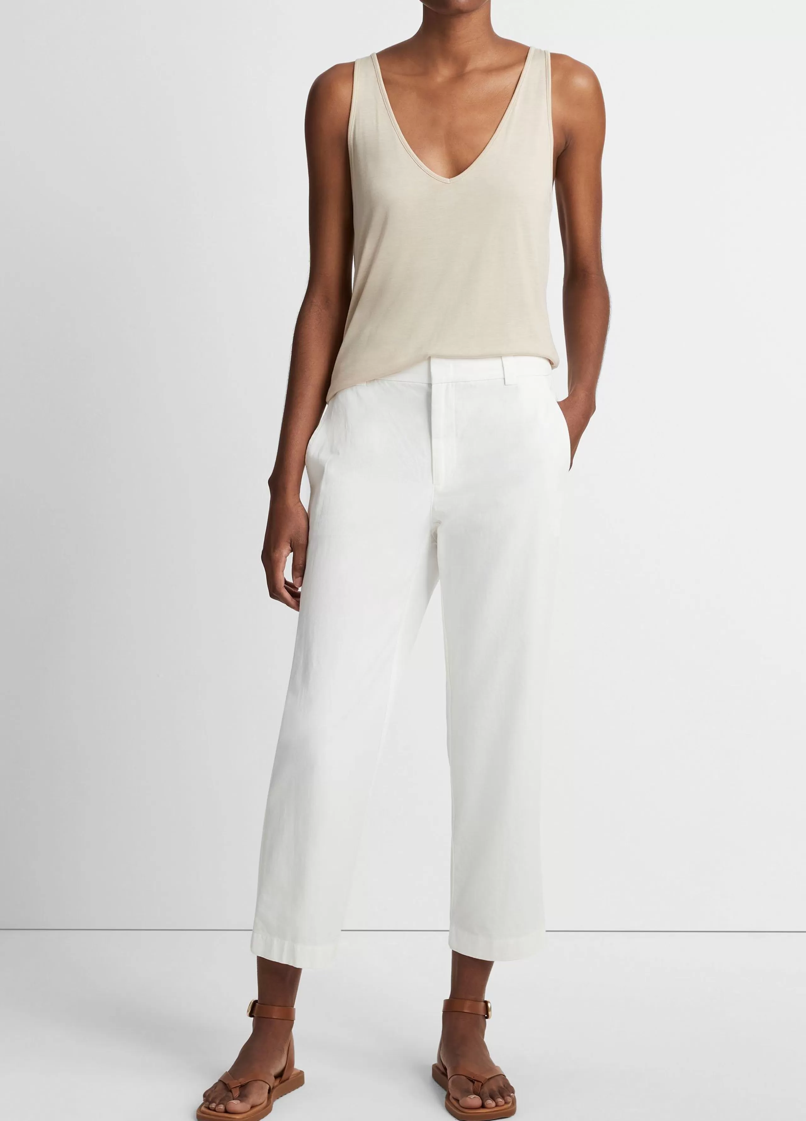 Women Vince Low-Rise Washed Cotton Crop Pant