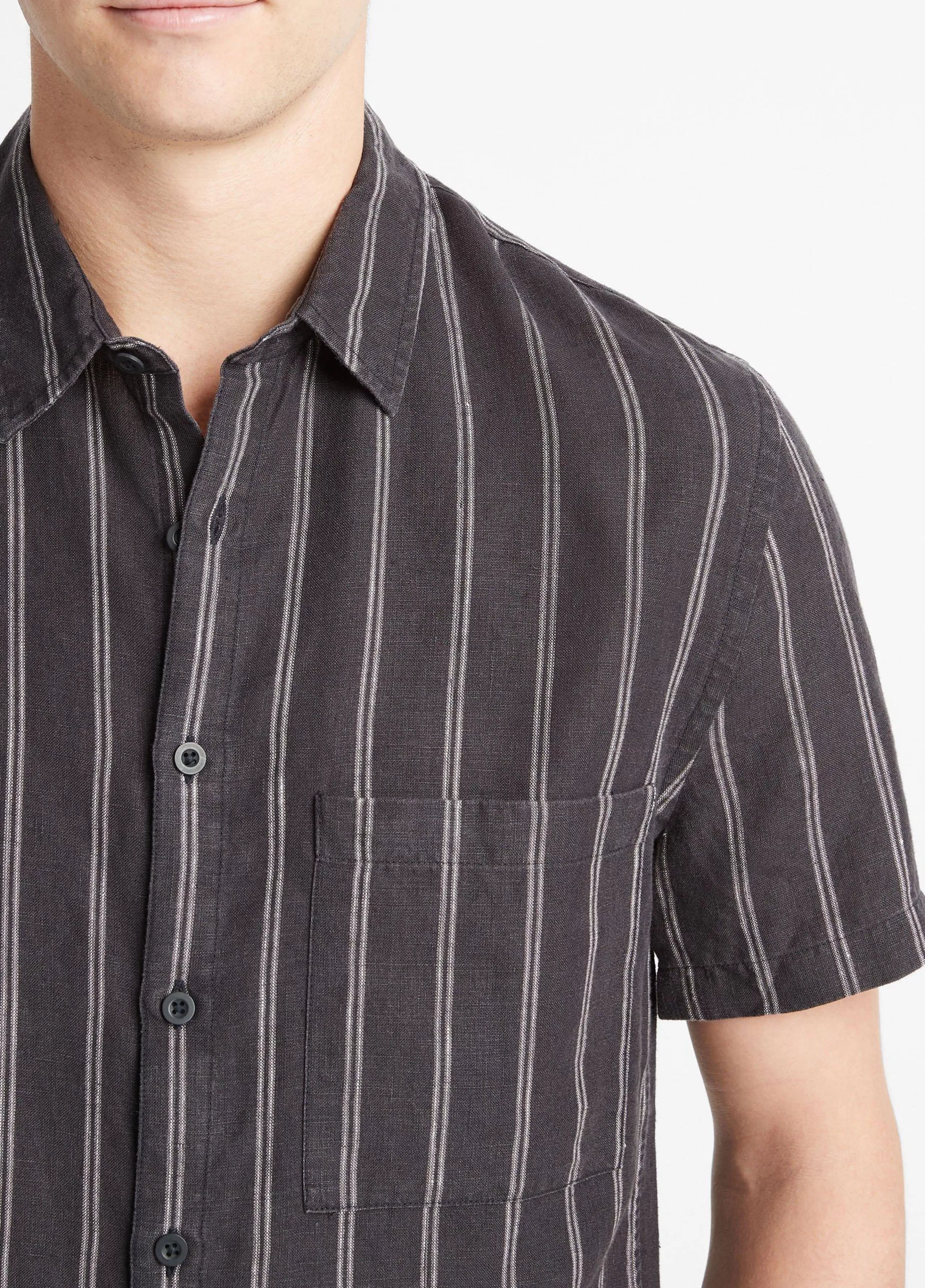 Vince Moonbay Stripe Hemp Short-Sleeve Shirt