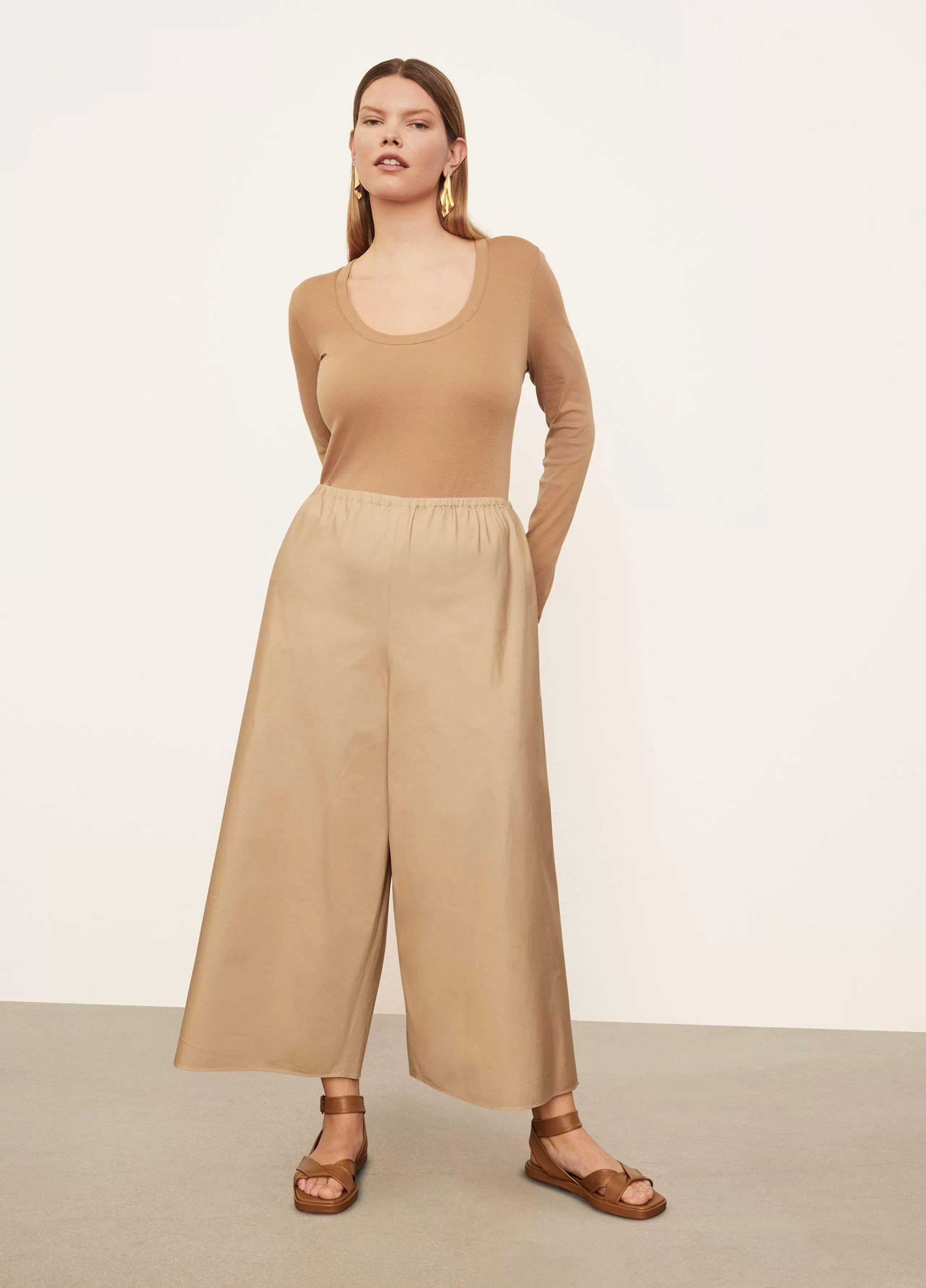 Women Vince Poplin Bias Culotte