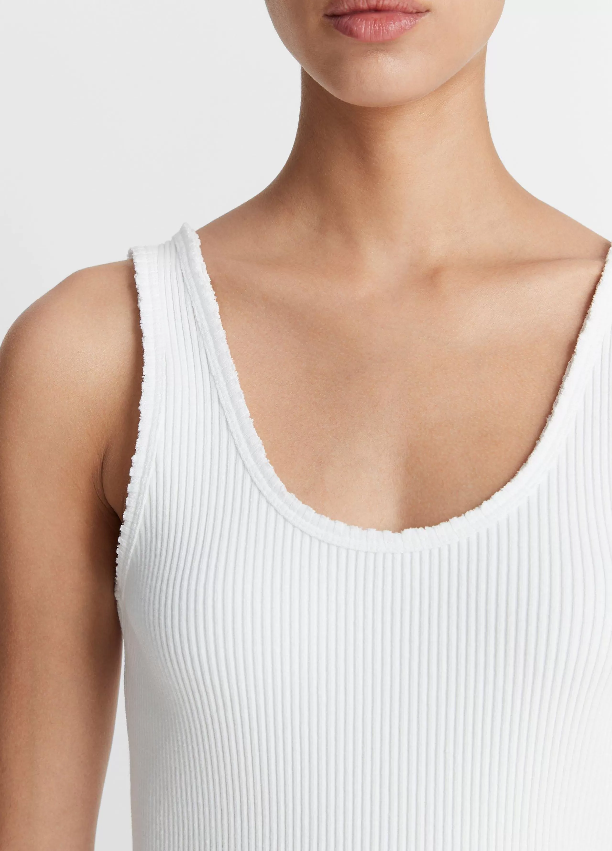 Women Vince Raw-Edge Ribbed Scoop-Neck Tank