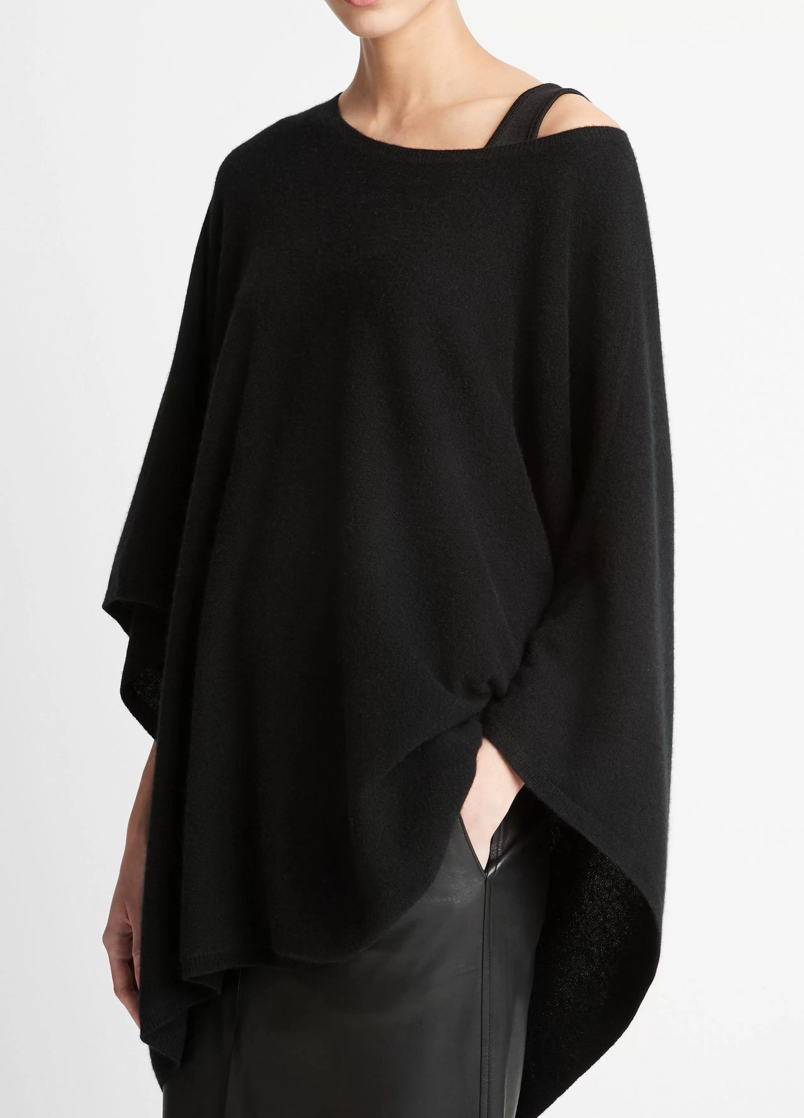 Women Vince Reverse-Jersey Cashmere Boat-Neck Poncho