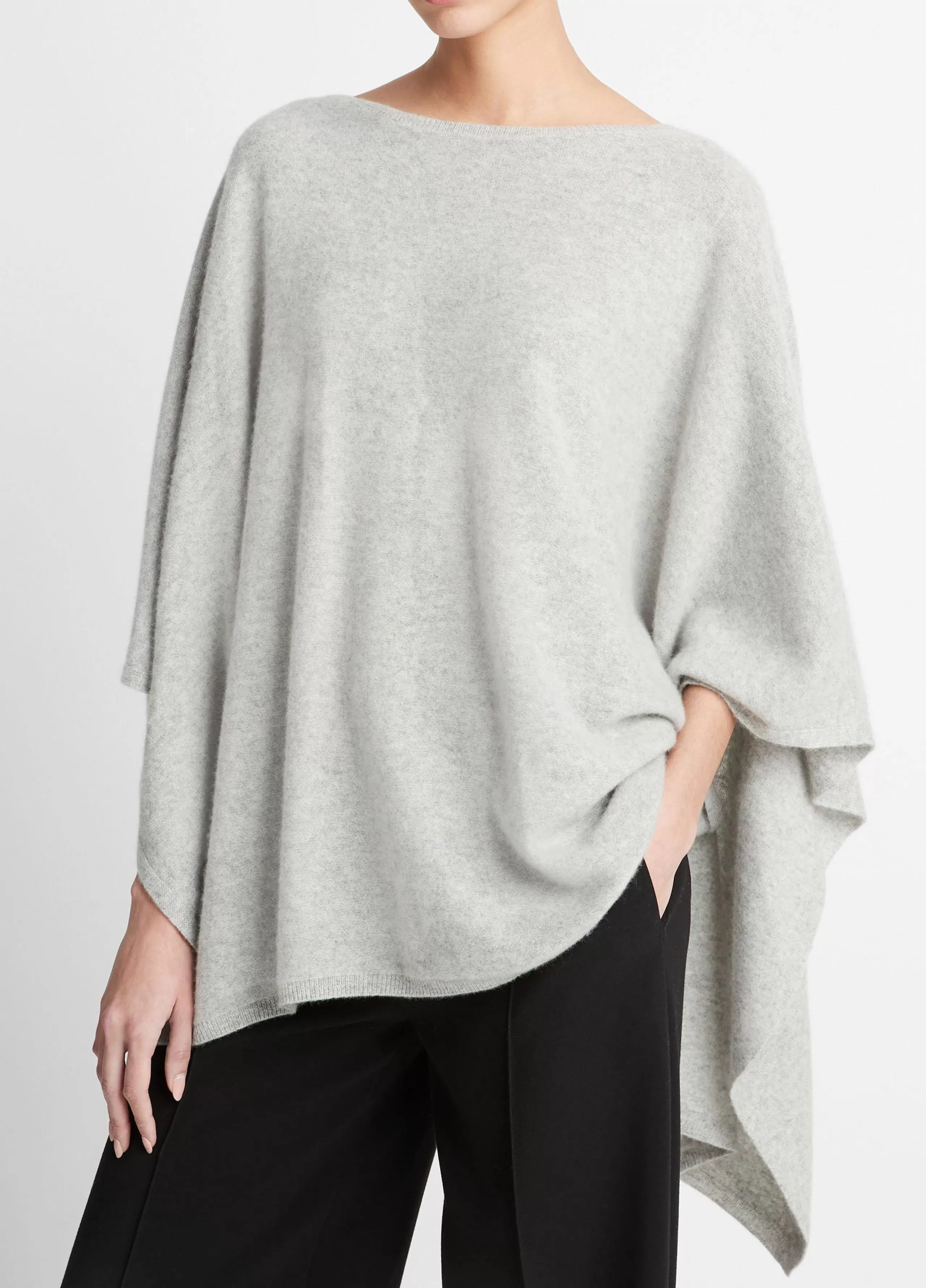 Women Vince Reverse-Jersey Cashmere Boat-Neck Poncho