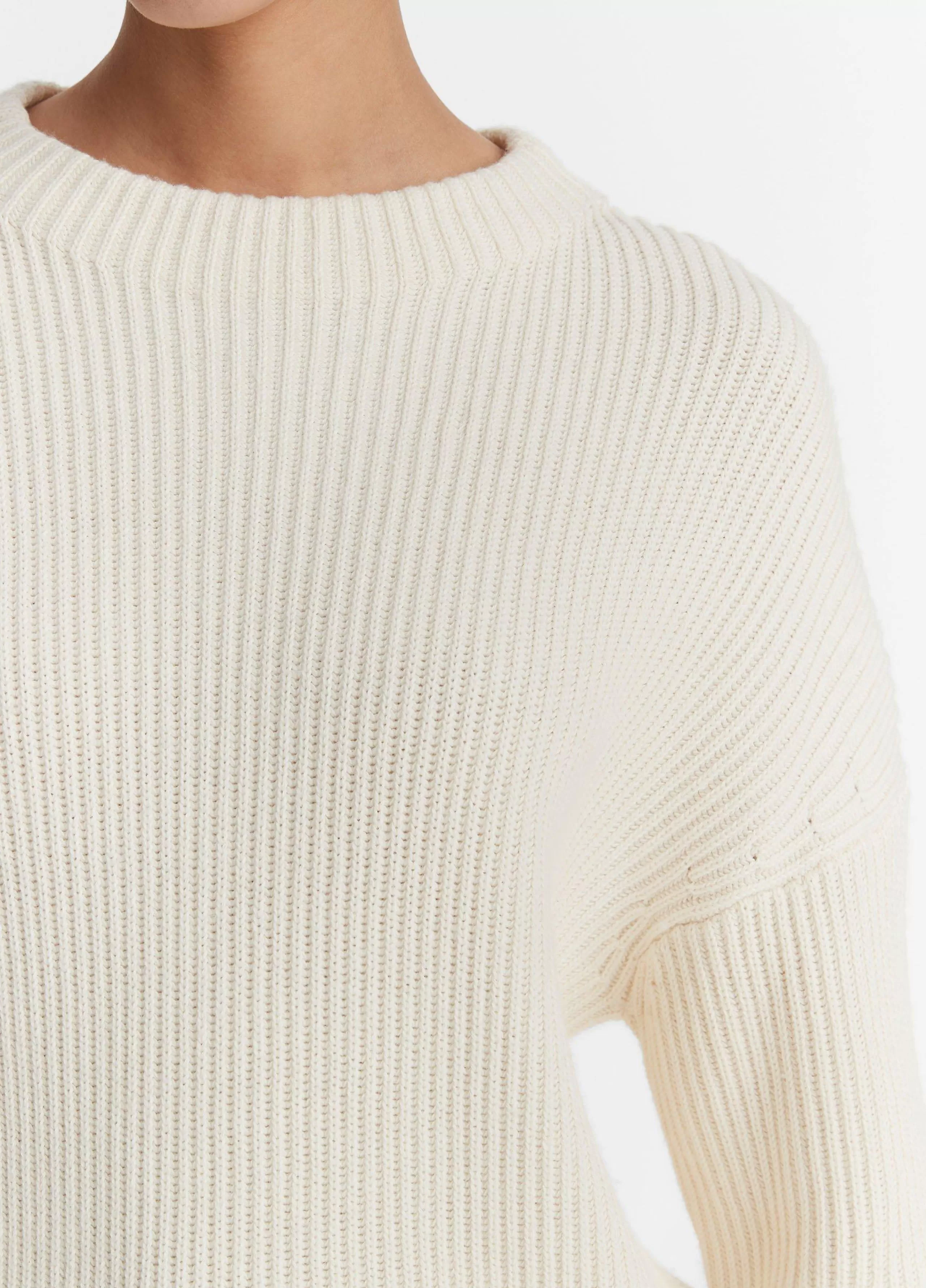 Women Vince Ribbed Cotton-Cashmere Funnel Neck Sweater