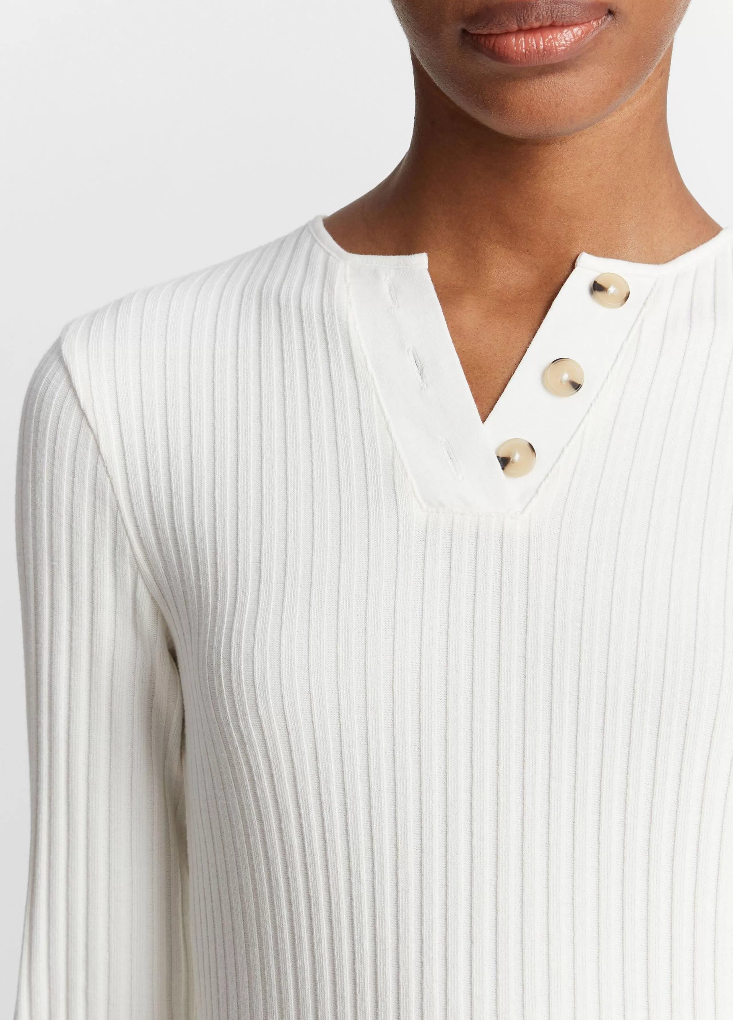 Women Vince Ribbed Long-Sleeve Henley