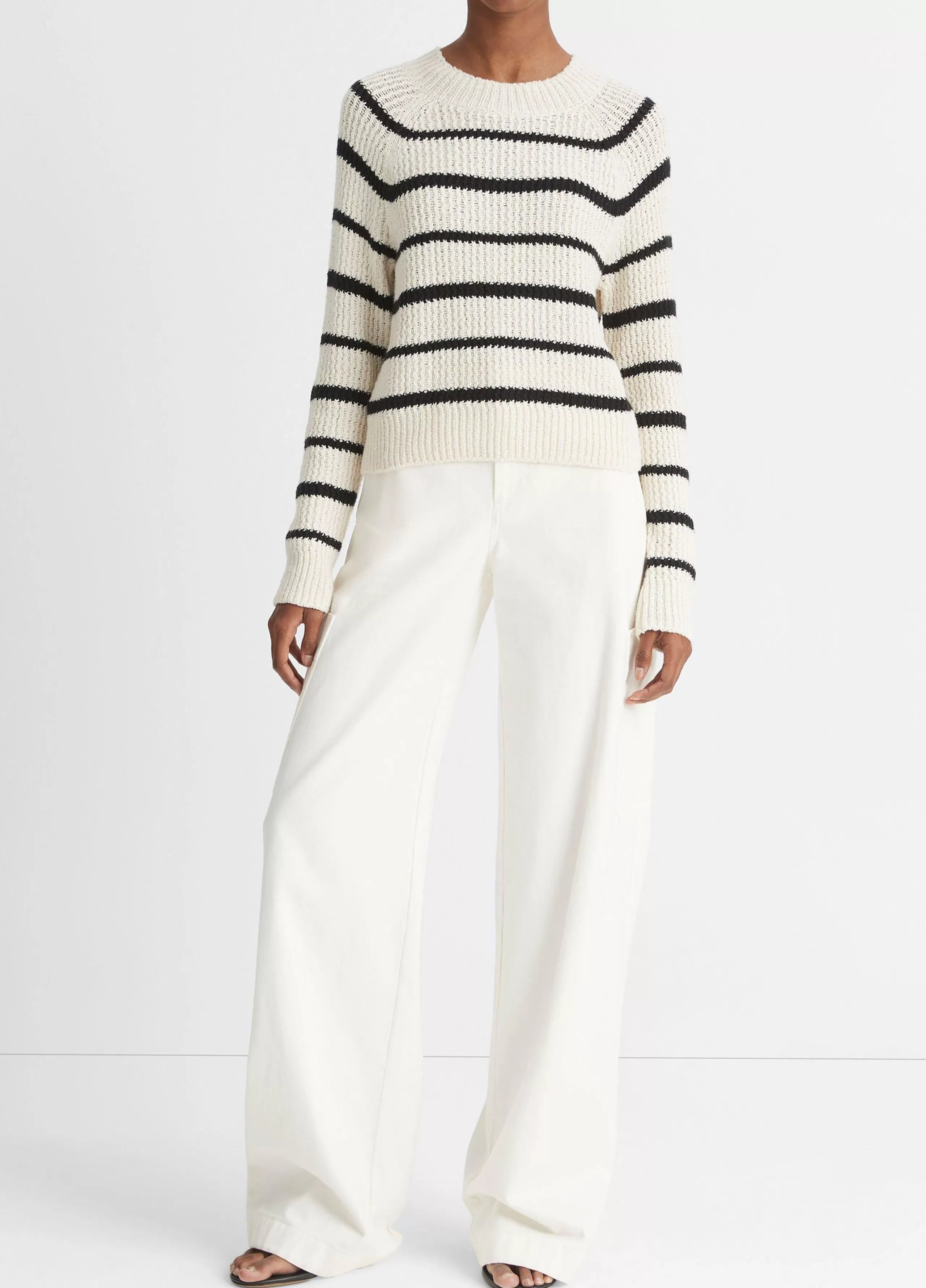 Women Vince Ribbed Stripe Pullover