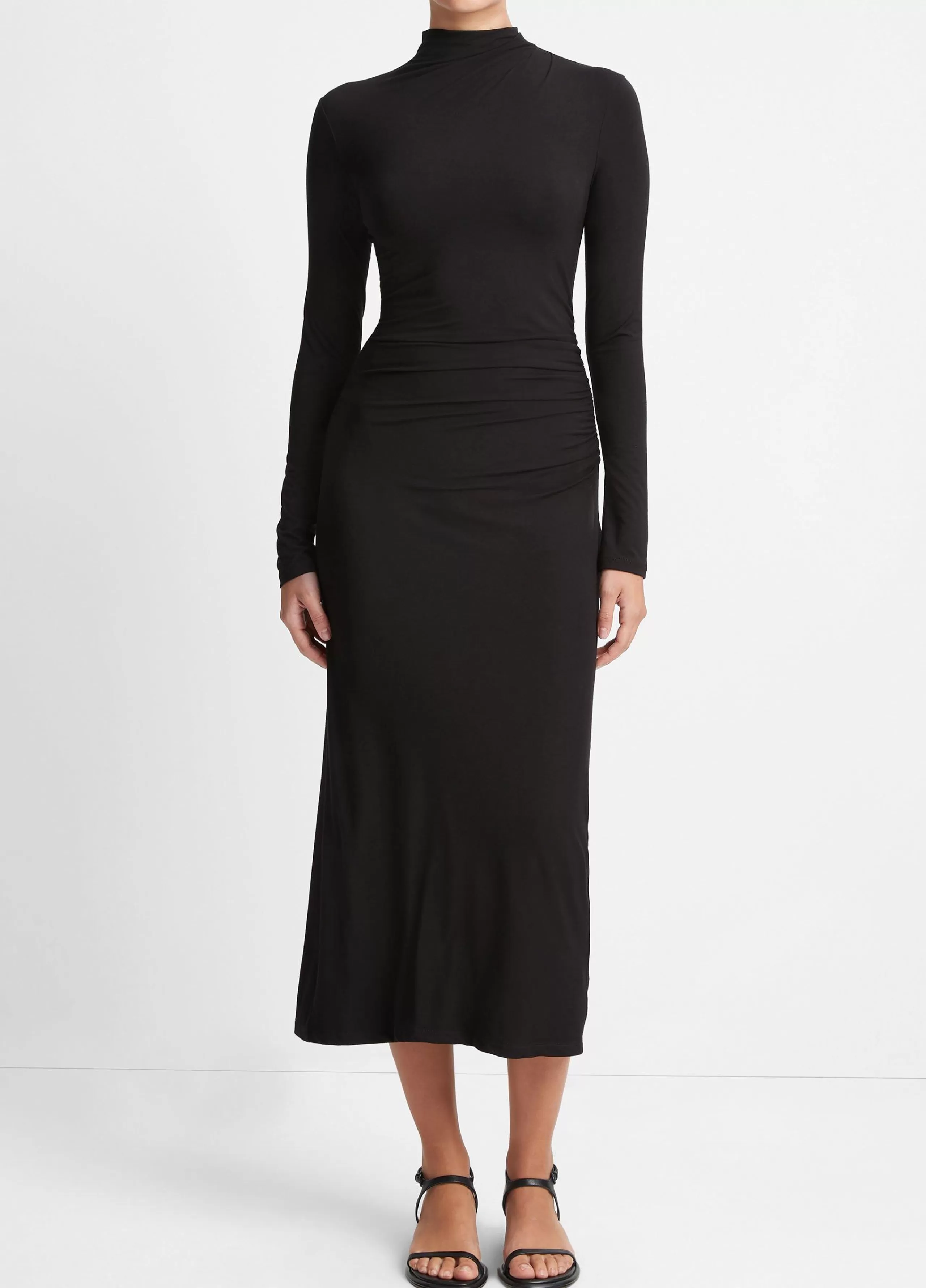 Women Vince Ruched Long-Sleeve Turtleneck Dress