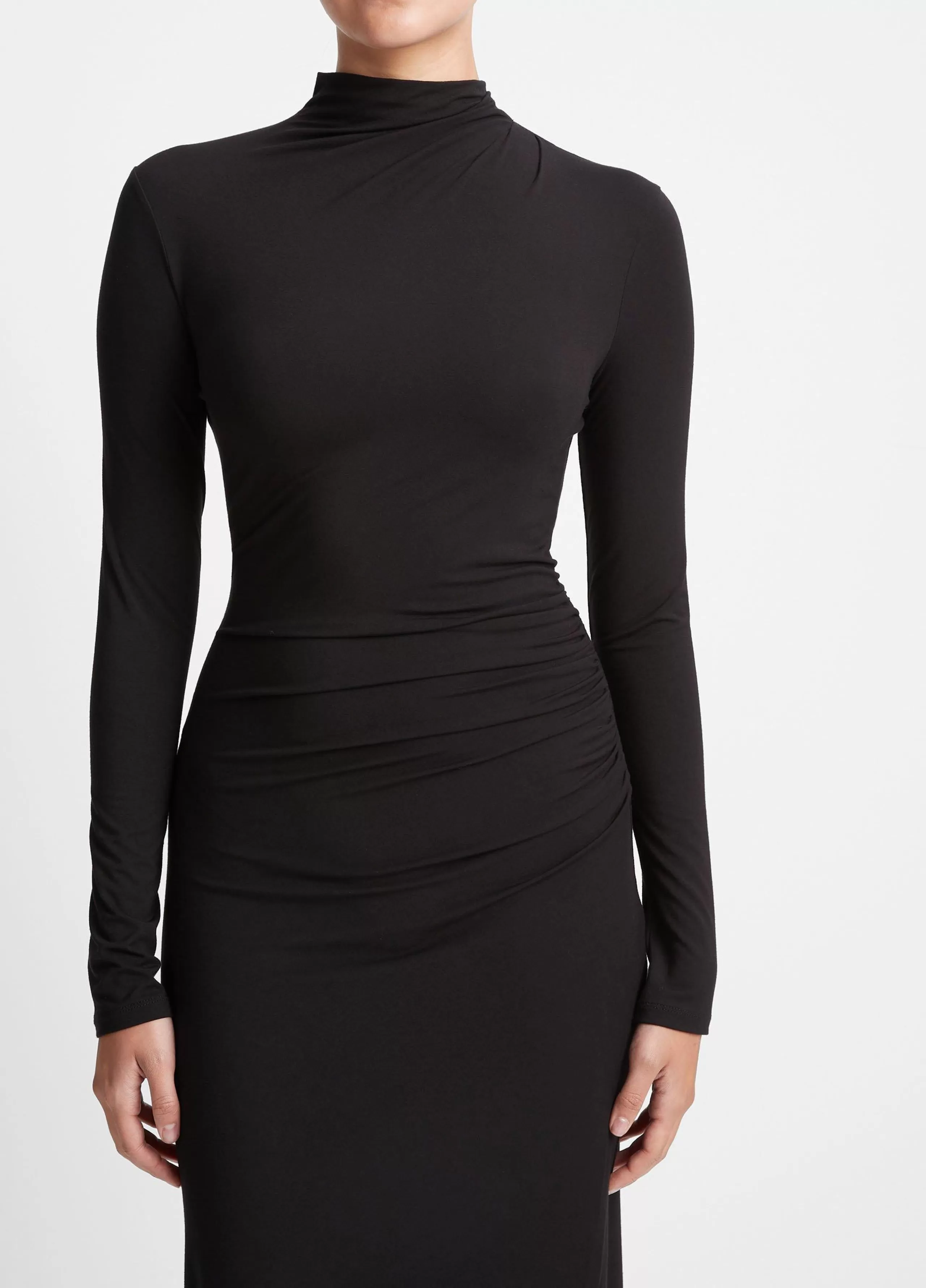 Women Vince Ruched Long-Sleeve Turtleneck Dress